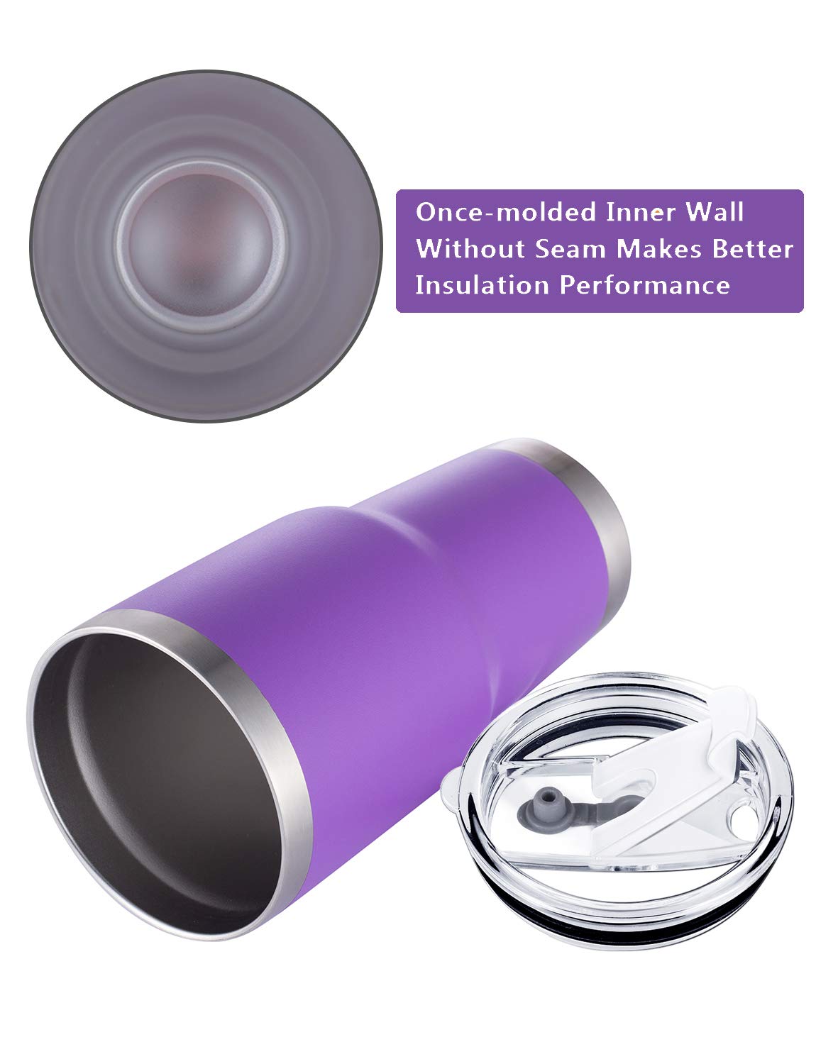 30oz Purple Stainless Steel Tumbler with Straw & Lid - Vacuum Insulated for Hot/Cold Drinks - Perfect for Travel & Office