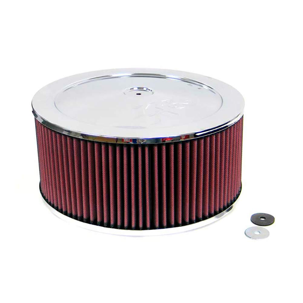 K&N 60-1220 High Performance Custom Assembly Red Air Filter with Chrome Top - 11 Inch for Cars, Trucks & SUVs | Enhanced Engine Protection & Performance