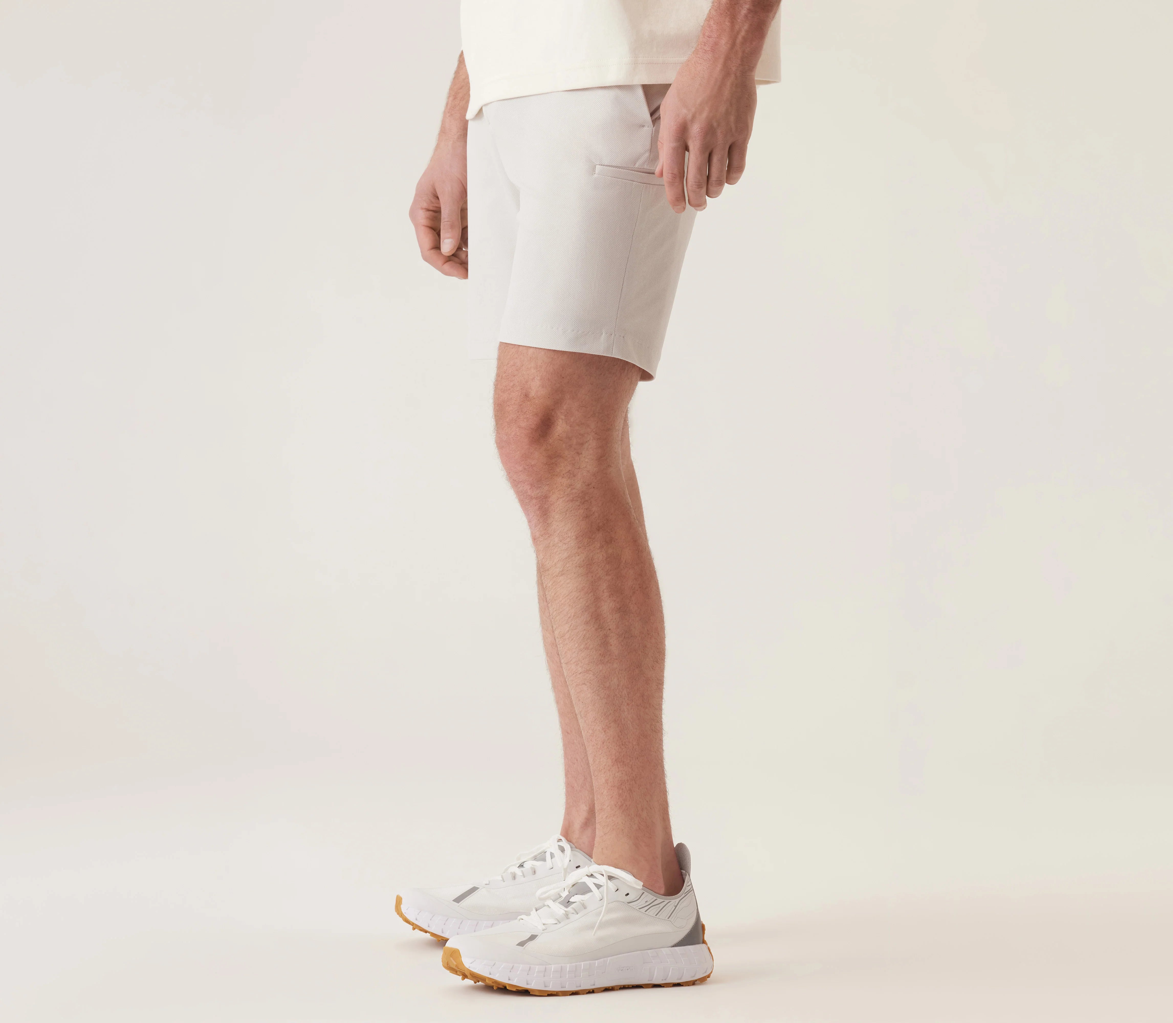 Men's Bermuda Shorts - Deke Momentumn Mobile Pulse Pique Warp Knit - Frost Gray - Comfortable & Stylish Casual Wear for Summer, Beach, and Outdoor Activities