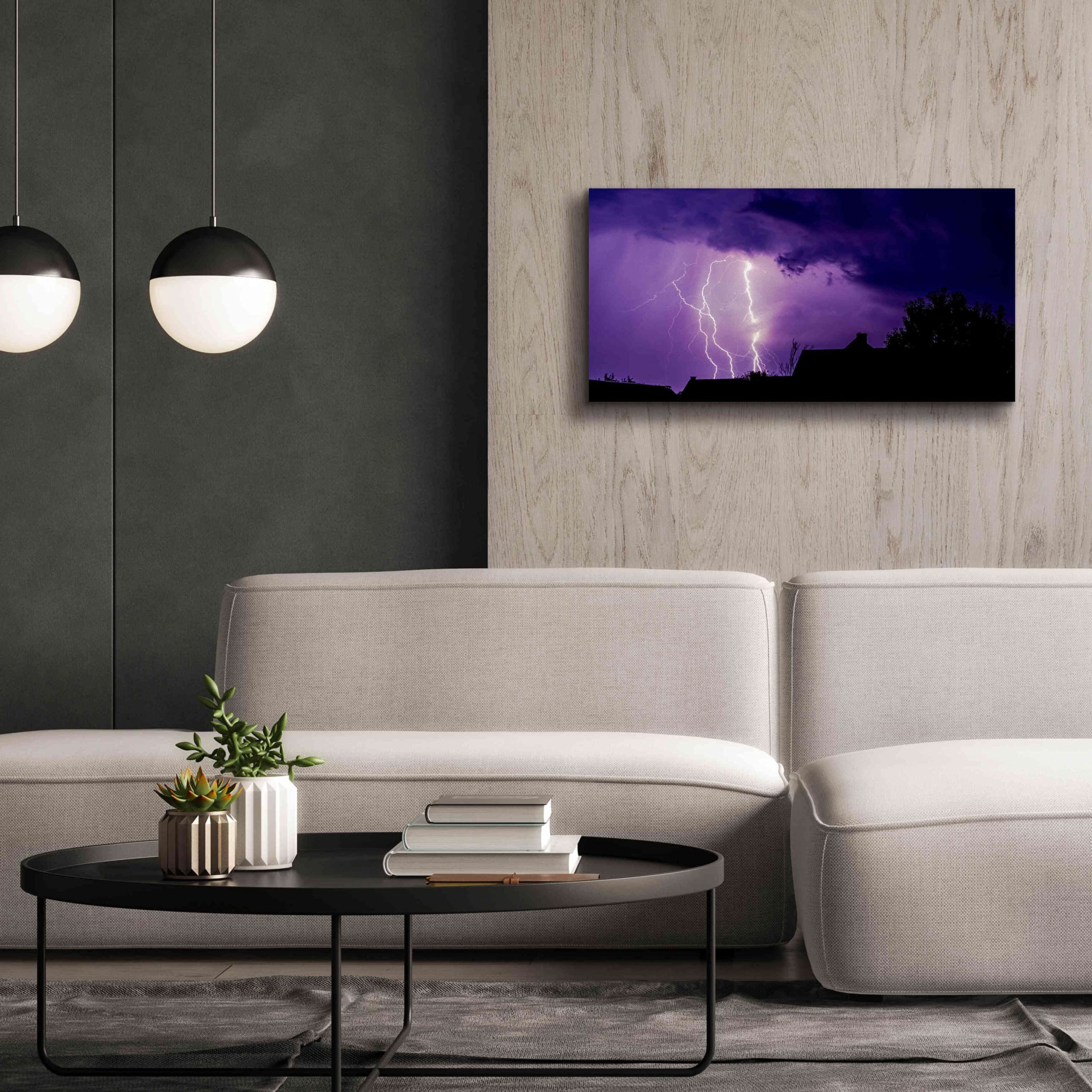 Epic Graffiti 'Amethyst Lightning' Giclee Canvas Wall Art Print - 40x20 Inches - Modern Abstract Street Art for Living Room, Bedroom & Office Decor