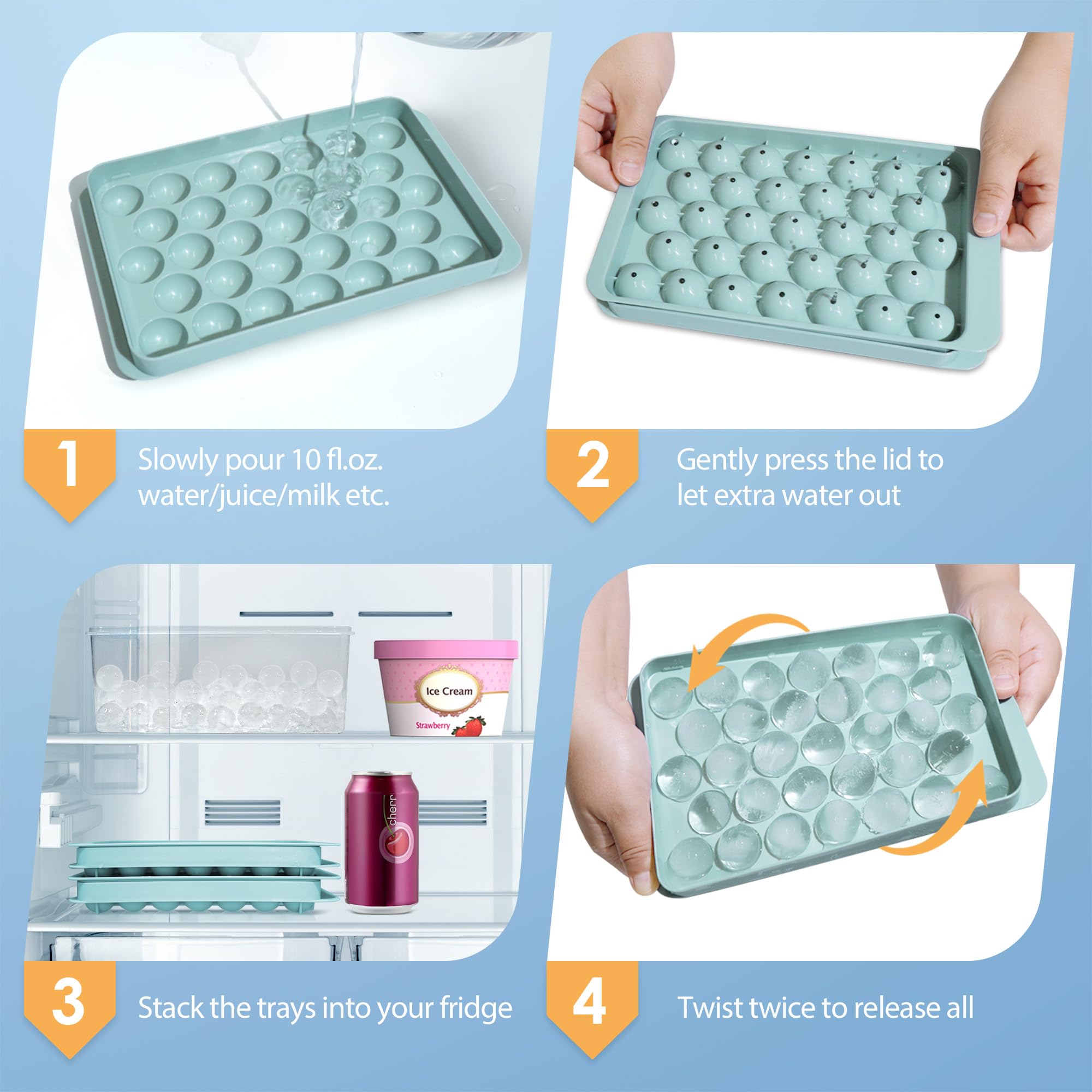 WIBIMEN Plastic Ice Cube Tray with Lid - 1