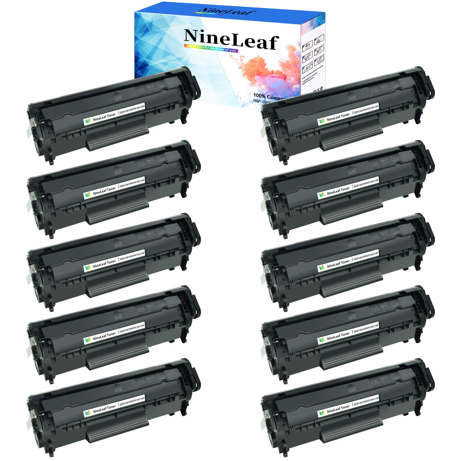 NineLeaf Compatible Toner Cartridge Replacement for Canon 104 FX-10 FX-9 0263B001 - High Yield Black Toner (10 Pack) - Works with Imageclass D420 D450 D480 & MF4150 MF4270 MF4350D MF4370dn MF4380dn MF4690 Laser Printers - Perfect for Home Office & Small Business Printing Needs
