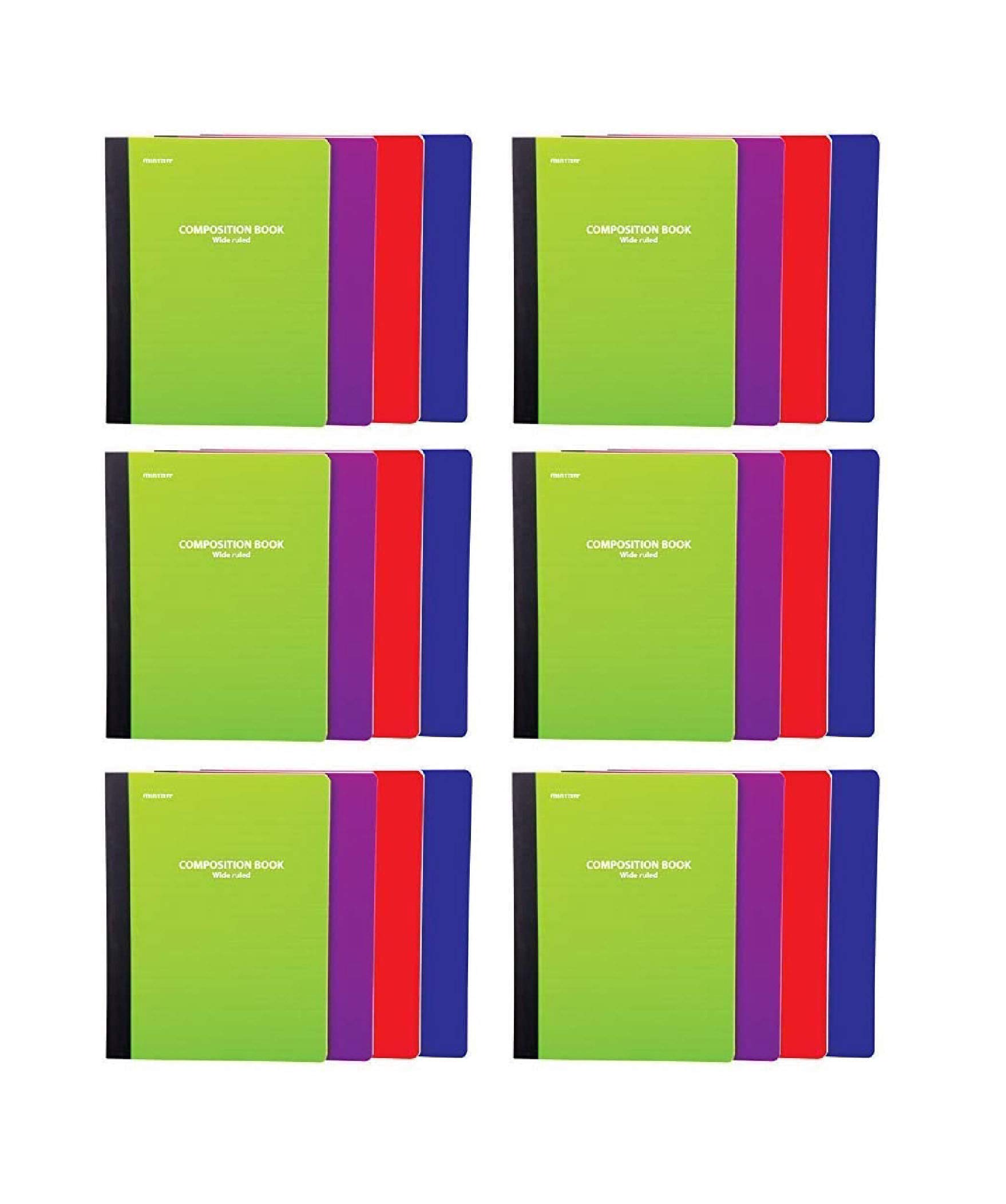 Mintra Wide Ruled Composition Notebooks - 24 Pack for Office & School Use