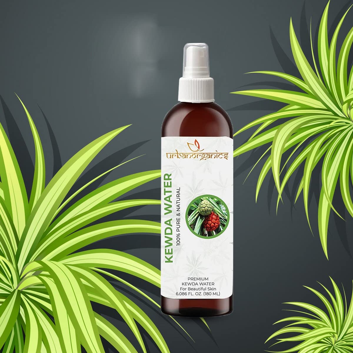Urbanorganics Pure & Natural Kewda/Kewra Water Face Toner - 180ml Chemical-Free for Glowing Skin & Hydration | Perfect for Daily Skincare Routine & Post-Workout Refreshment