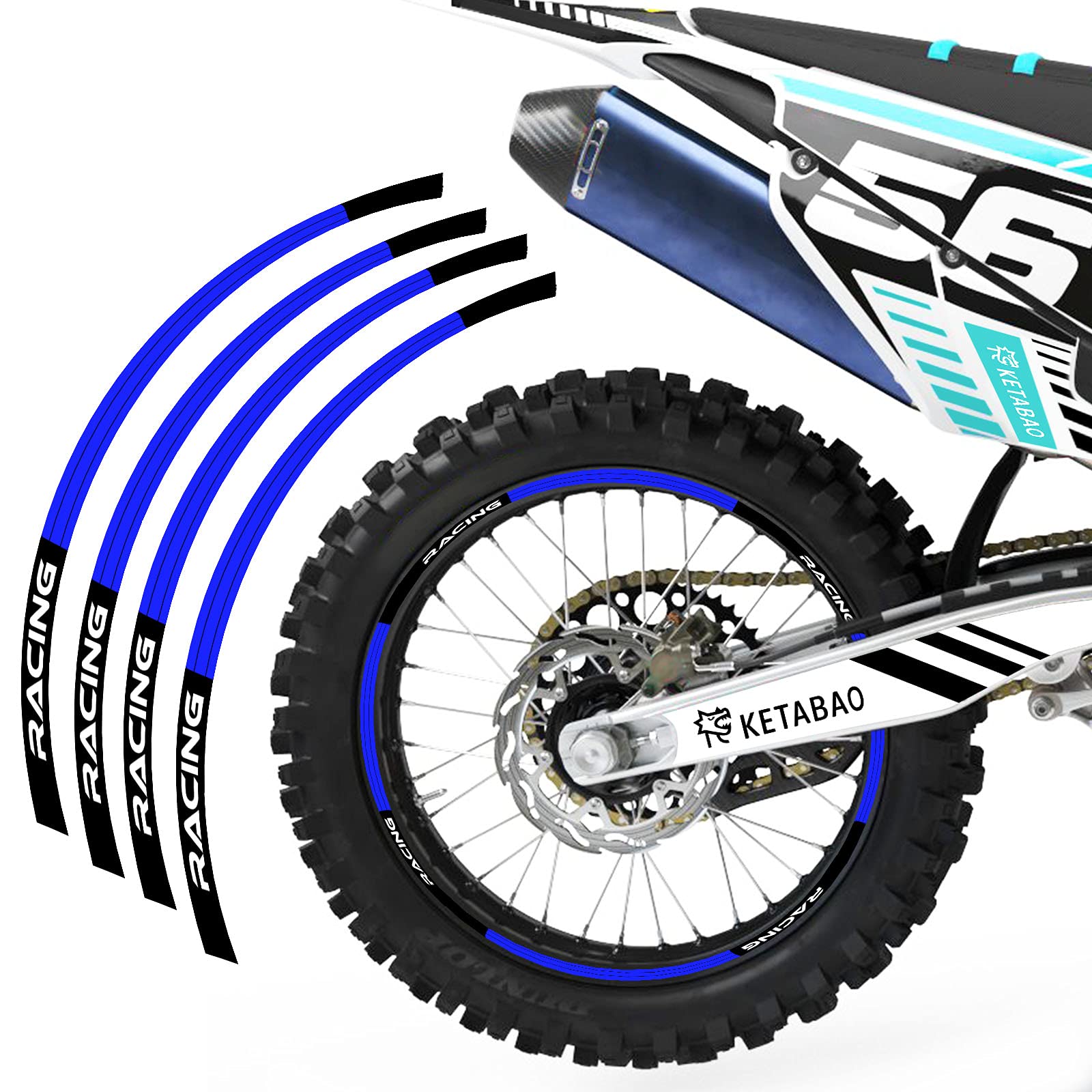 KETABAO Dirt Bike Rim Tape L01 - Decorative Stickers & Rim Protector for 21
