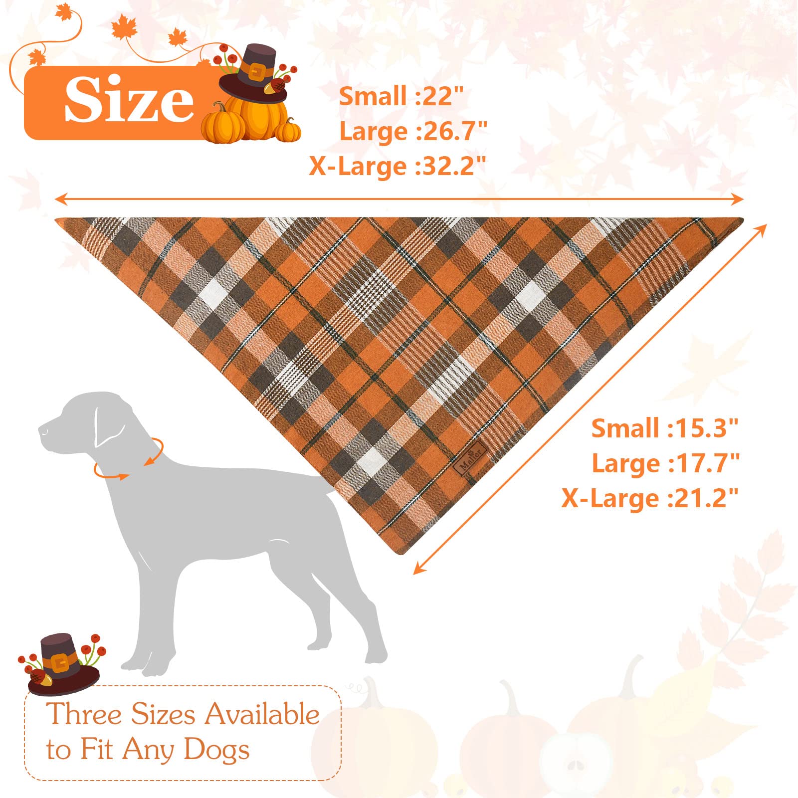Malier 2 Pack Thanksgiving Dog Bandanas - Classic Buffalo Plaid Pet Scarves for Small to XL Dogs | Fall Dog Accessories for Boys & Girls | Perfect for Thanksgiving Photos, Autumn Walks & Holiday Pet Costumes