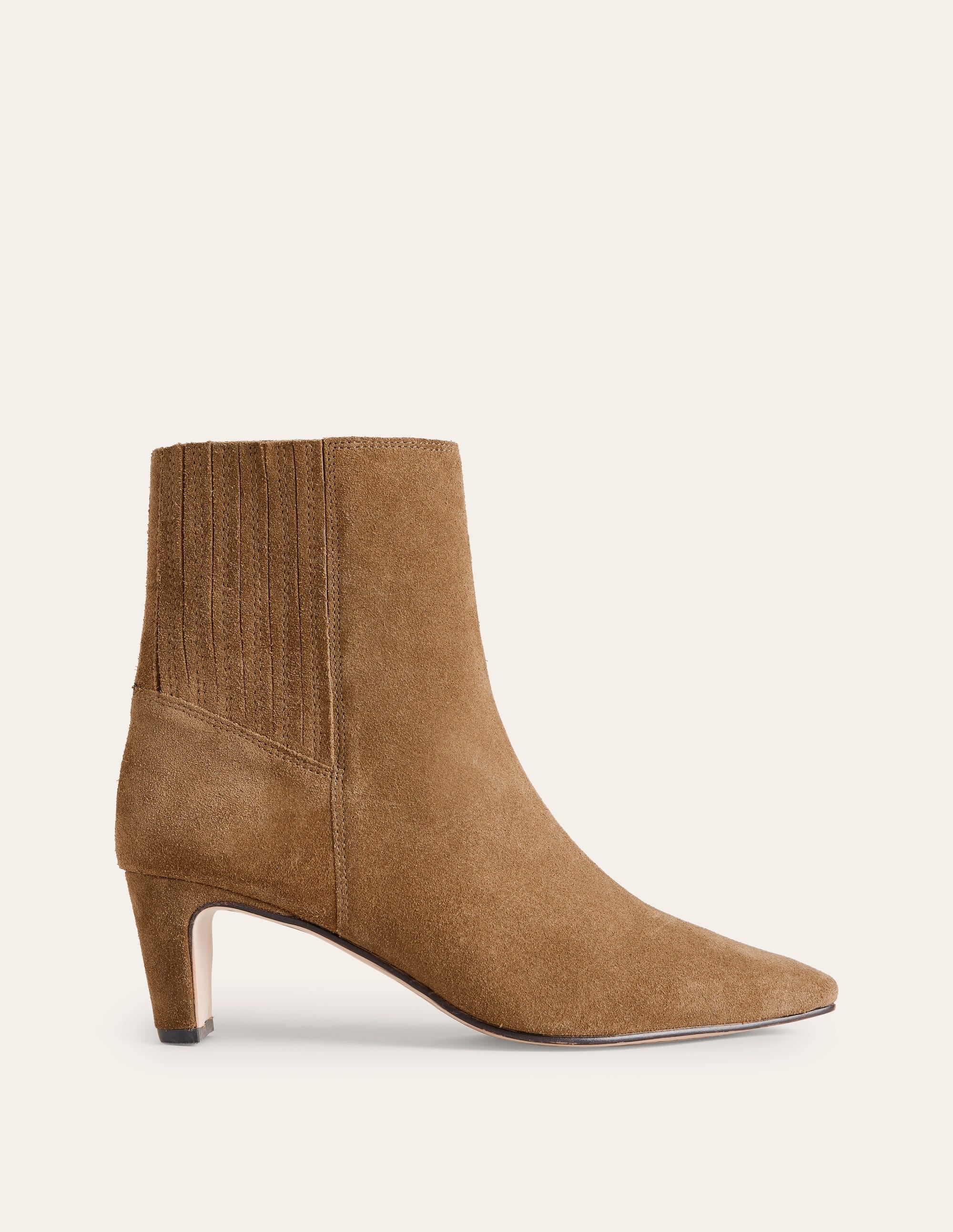 Women's Moss Brown Back Panel Heeled Ankle Boots - Stylish Chunky Heel Booties for Fall & Winter, Perfect for Office, Date Night and Casual Outfits