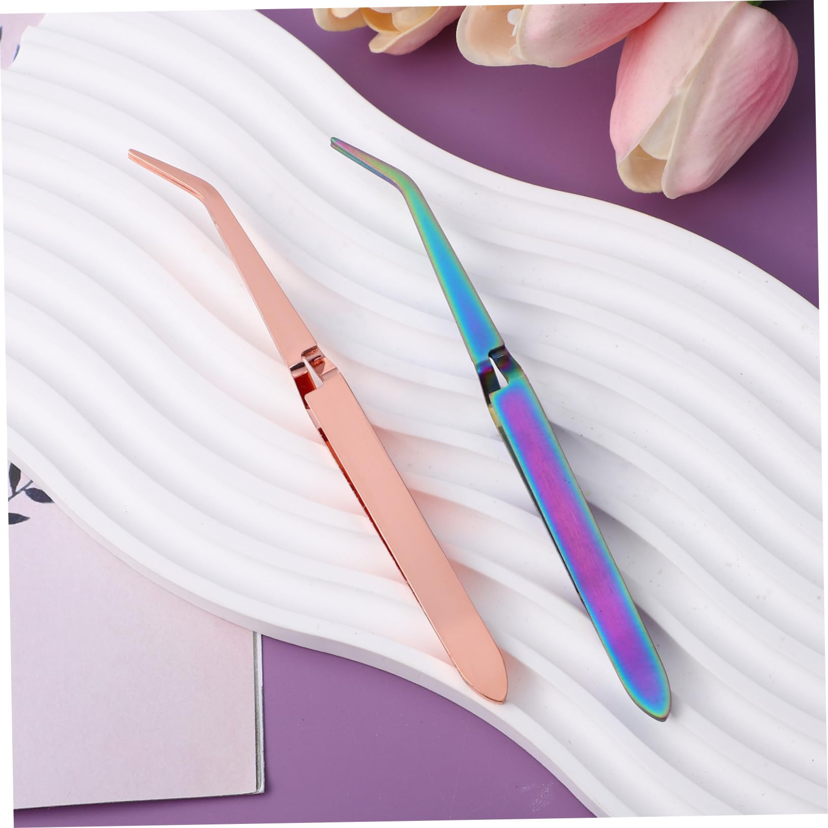 2 Pcs Stainless Steel Nail Shaping Tweezers - Professional Manicure Tools for Gel Nails, Nail Clamps & Pinching Tool | Perfect for Nail Art, DIY Home Manicure & Salon Use