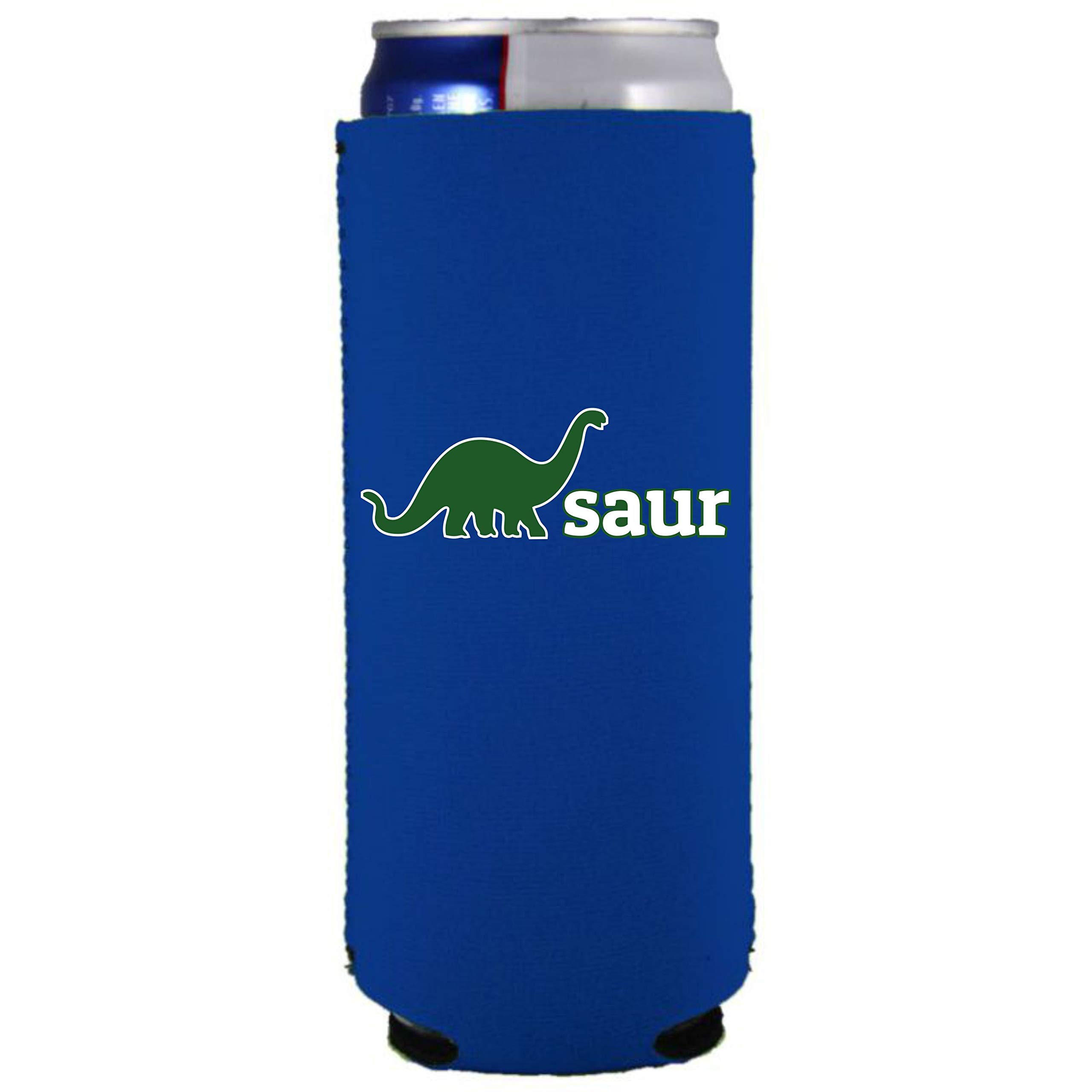 Dinosaur Slim Can Cooler - Navy Blue Insulated Beer Soda Can Holder for Camping, BBQs & Outdoor Parties (1 Pack)