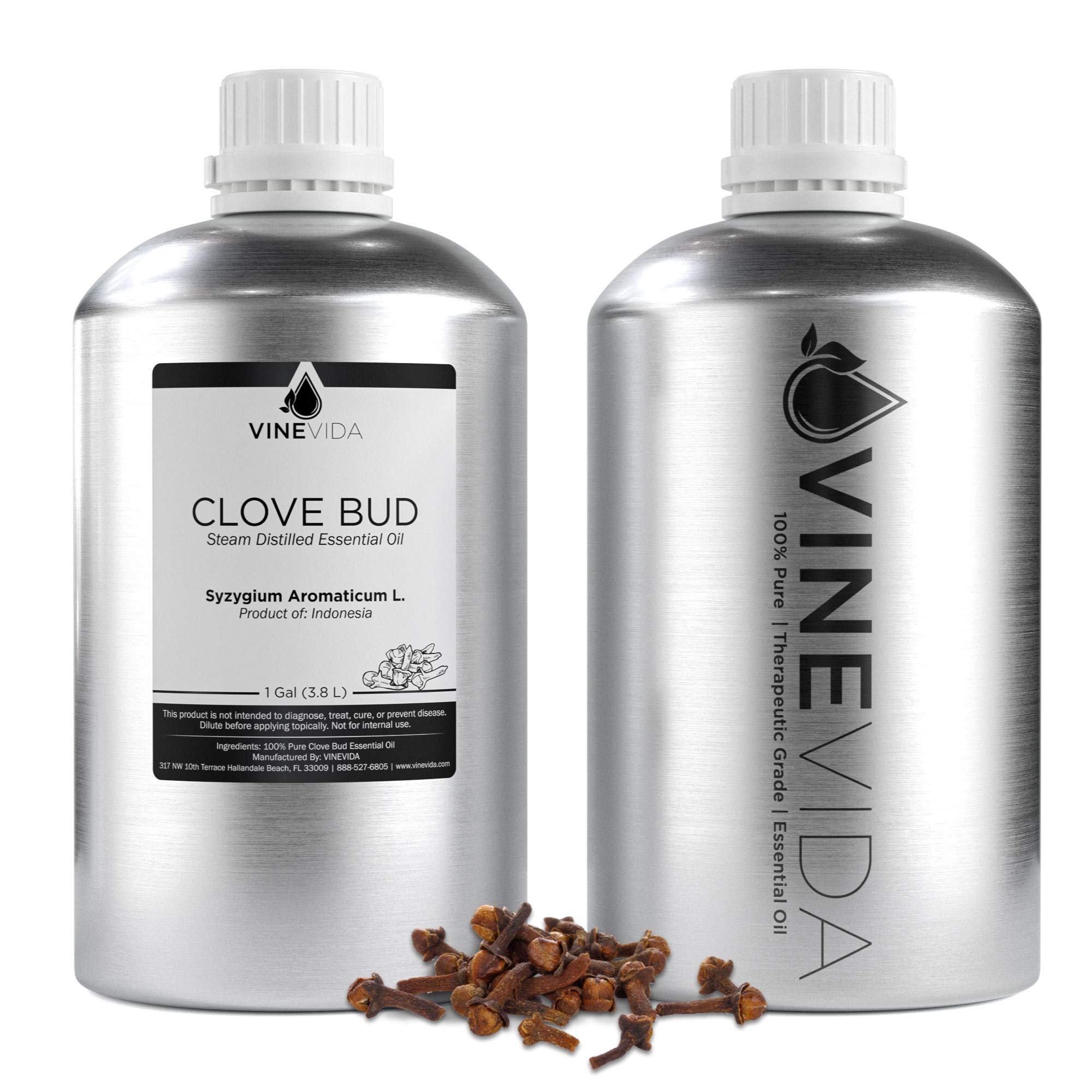 Premium Bulk Clove Bud Essential Oil - 1 Gallon (8 lbs) 100% Pure Undiluted Aromatherapy Oil in Aluminum Bottle - for DIY Soap Making, Candle Crafting, Essential Oil Blends & Massage Therapy - VINEVIDA