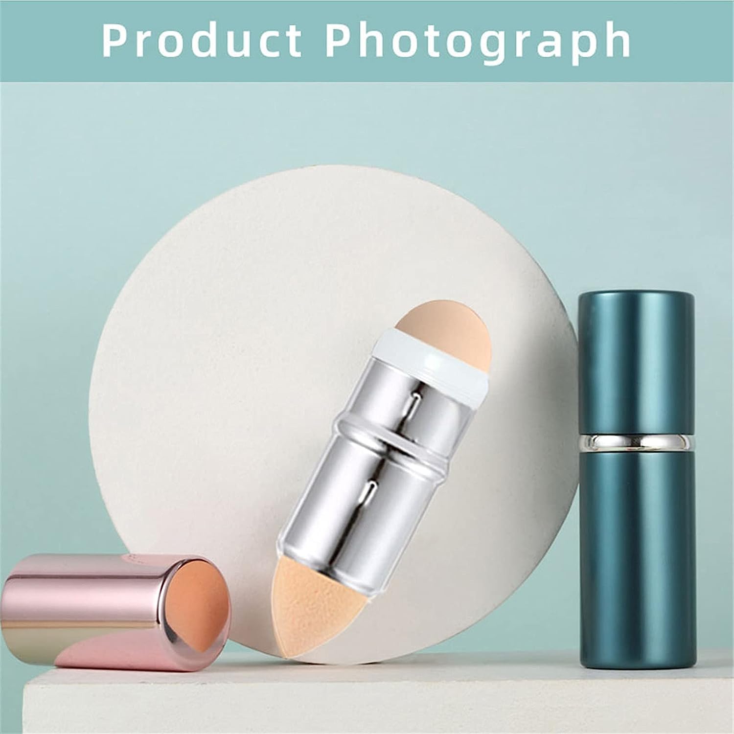 Volcanic Stone Oil-Absorbing Massage Ball & Beauty Blender Powder Puff Set - Double Sided Facial Tool with Volcanic Roller & Makeup Sponge for Skincare & Makeup Application
