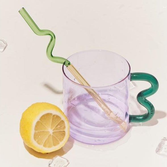 Wavy Handle Glass Mugs - 16oz Clear Drinking Glasses for Coffee, Tea & Beer - Durable & Stylish for Home, Office or Restaurant Use
