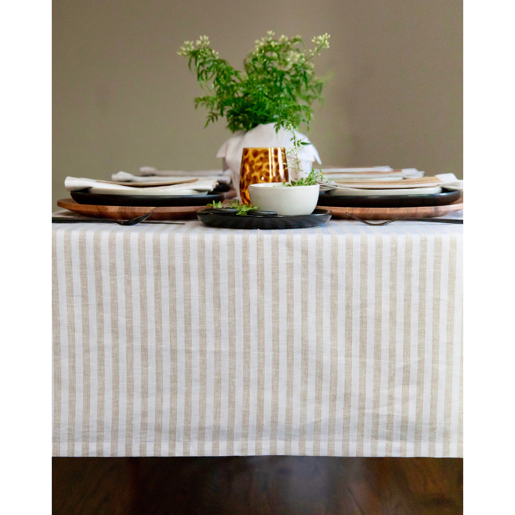 Amalfi Stripe Tablecloth - Waterproof & Stain-Resistant Round Table Cover for Outdoor Dining, Picnics, and Party Decor