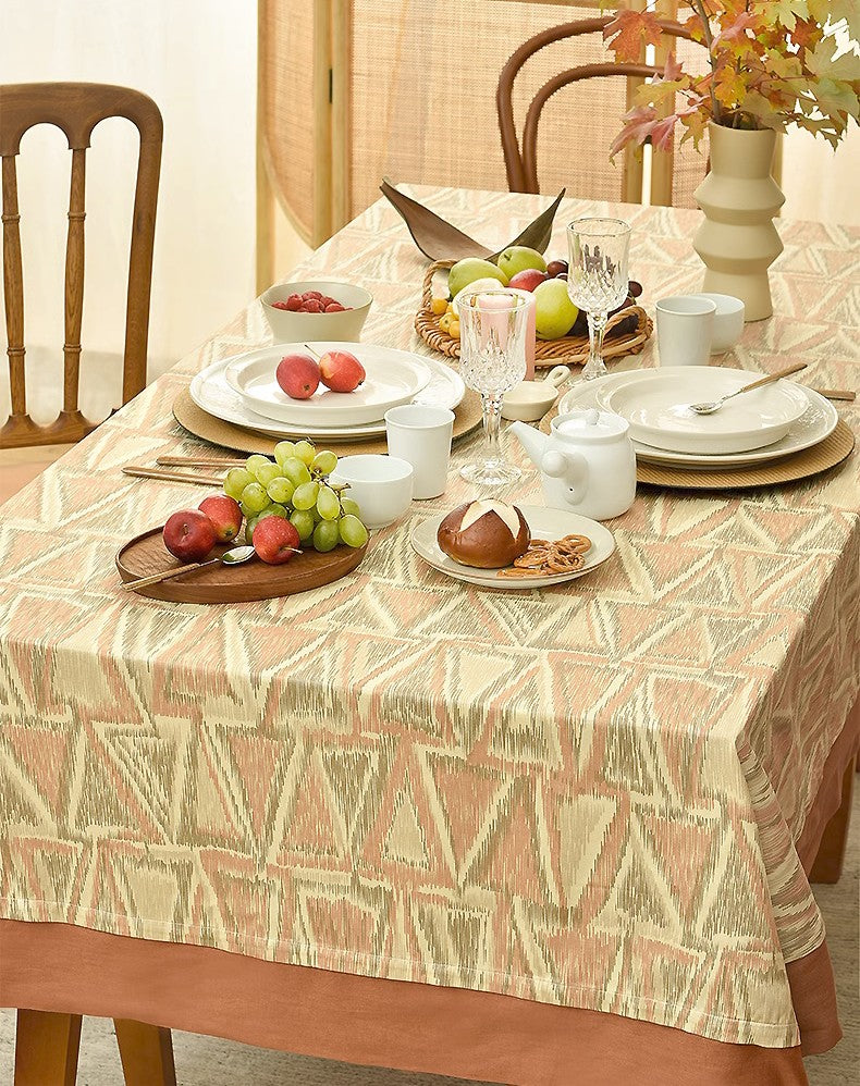 Extra Large Rectangle Tablecloth - Modern Geometric Design for Dining Room, Kitchen & Farmhouse Decor - Perfect for Oval Tables - Ideal for Parties, Holidays & Everyday Use