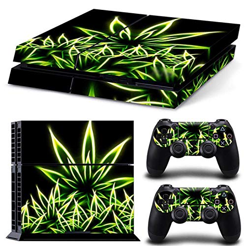 Custom PS4 Skin Set - Vinyl Decal Sticker for Playstation 4 Console & DualShock 2 Controllers - Weed Design - Perfect for Gaming Enthusiasts & Personalization