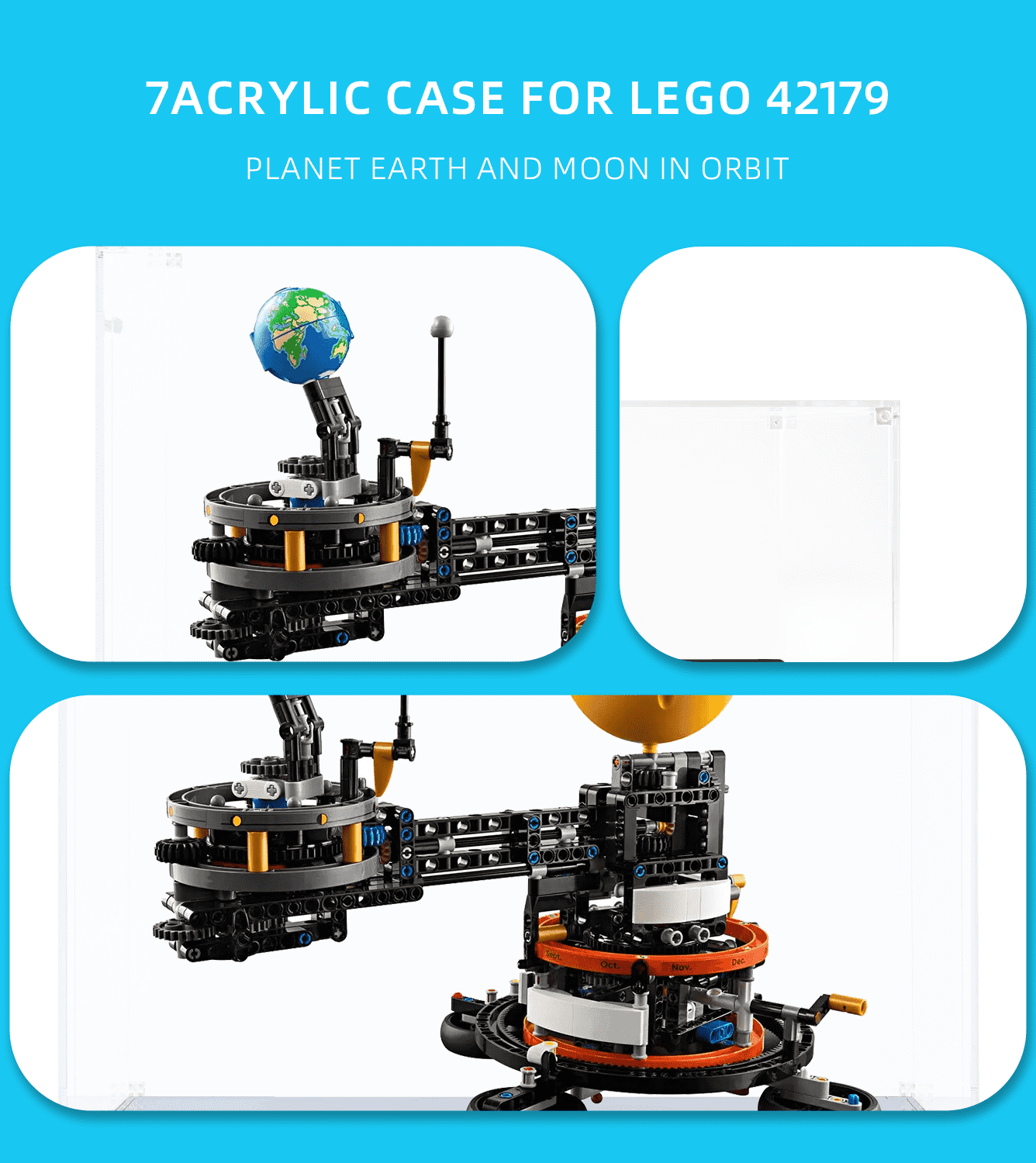 LEGO Technic Planet Earth and Moon in Orbit 42179 Display Case - Protective Showcase for LEGO Set - Perfect for Home Decor, Office Display & Collector's Showcase