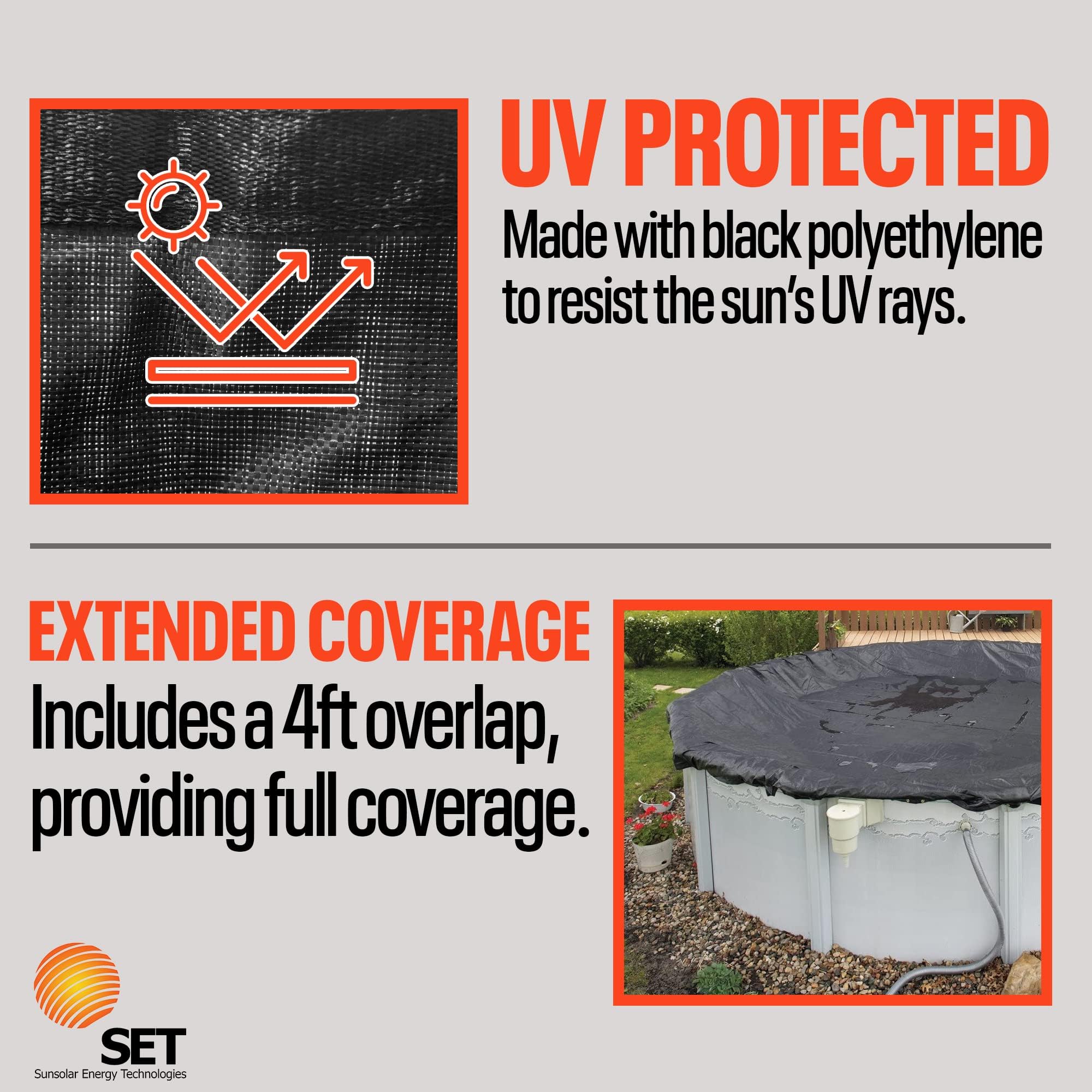 SET SunSolar Energy Technologies - 21ft Round Above Ground Winter Pool Cover with Sturdy Cable & Winch - Heavy Duty Mesh Swimming Pool Cover for Winter Protection - Includes Cover Clips - 8 Year Warranty - Perfect for Seasonal Pool Maintenance and Freeze Protection