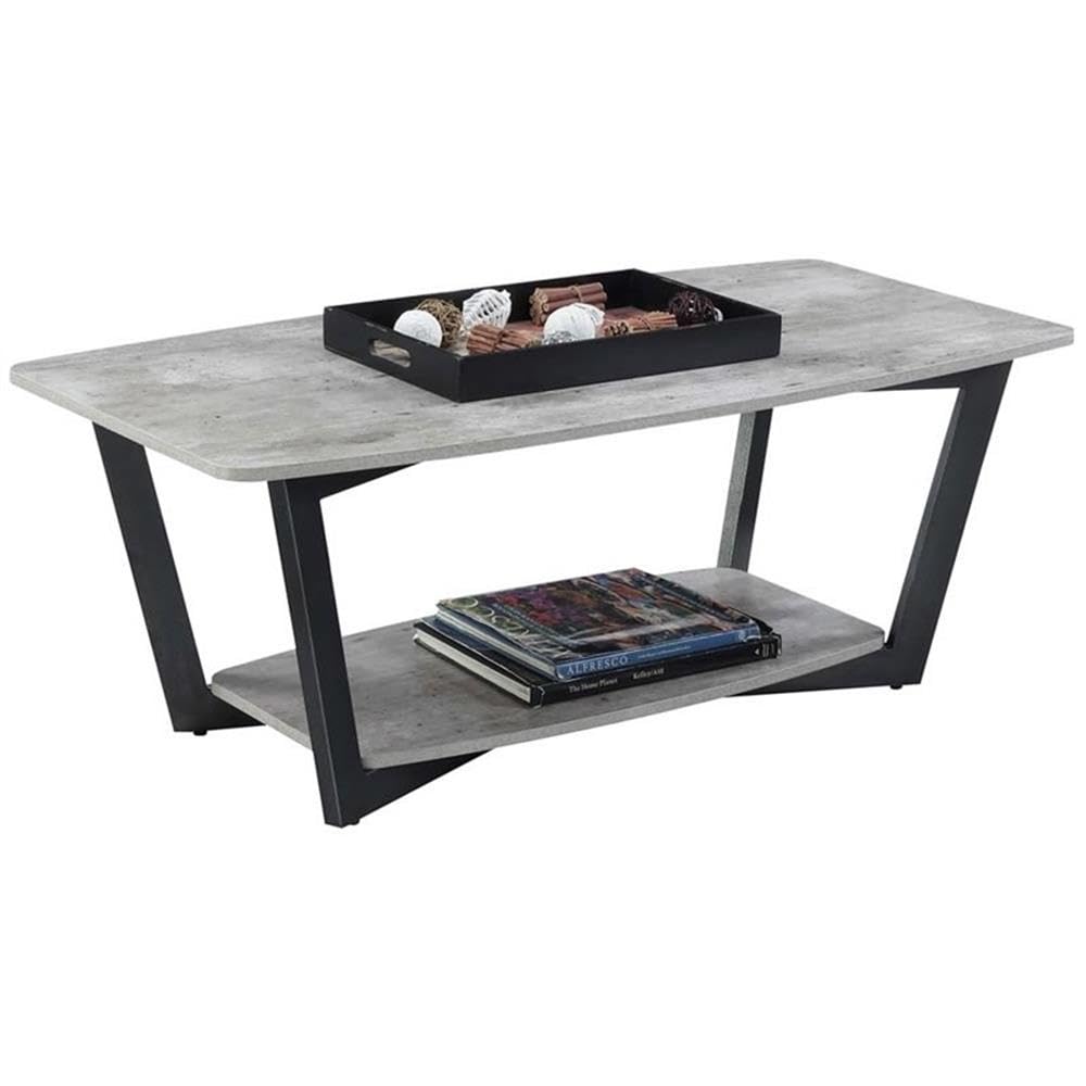 Pemberly Row Gray Faux Birch Wood Coffee Table - Modern Living Room Furniture for Home Decor & Entertaining
