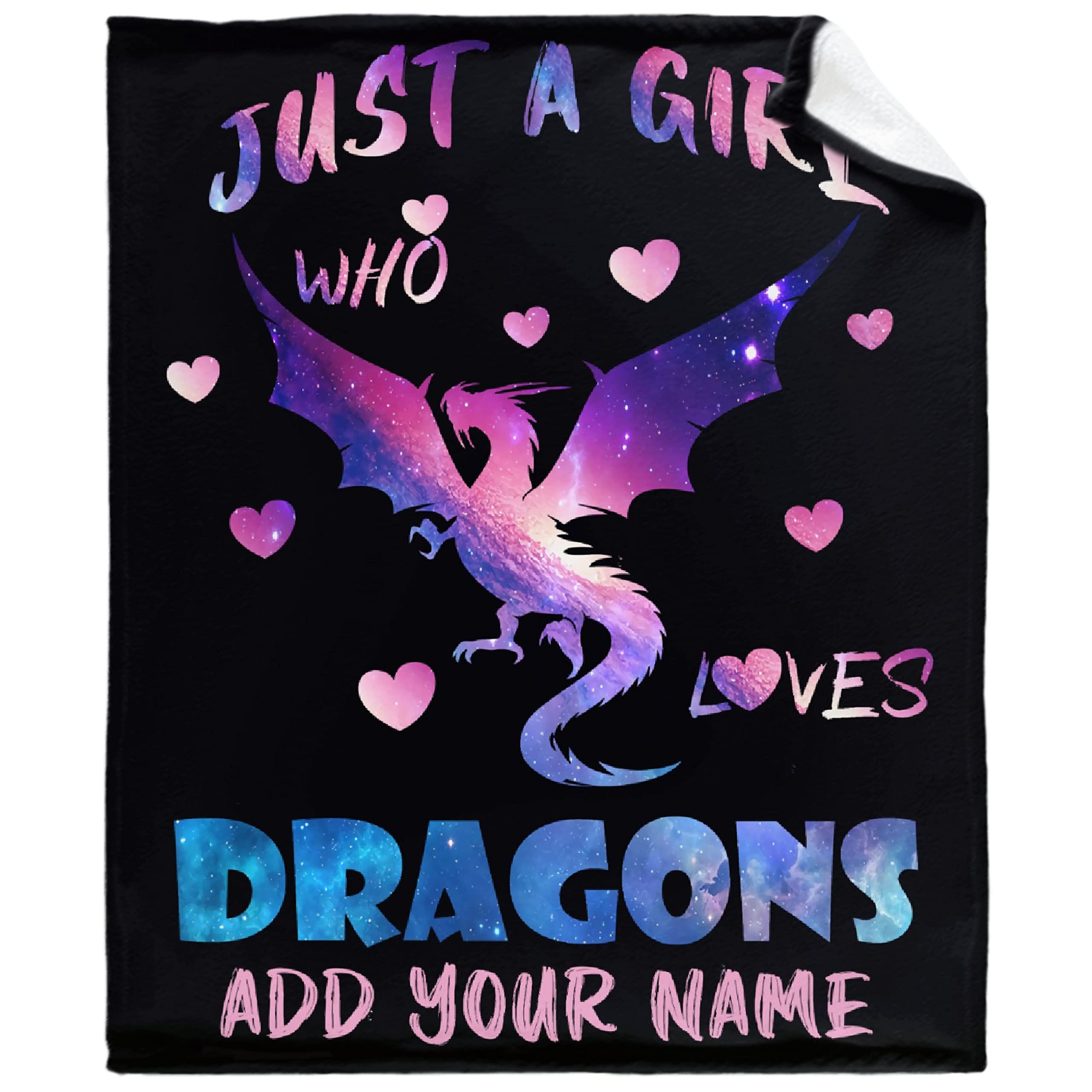 Personalized Dragon Blanket for Women & Girls - Custom Flannel Lightweight Throw Gift for Dragon Lovers - Birthday Graduation Present - 120x90 Inch All-Season Cozy Blanket for Bed, Sofa & Chair - Perfect for Home, Office & Gifting