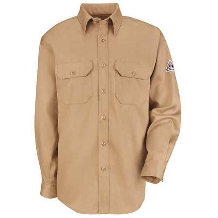 FR Men's Long Sleeve Button-Up Shirt - Khaki Casual Workwear - 3XL Plus Size - Perfect for Office, Business Casual & Outdoor Activities