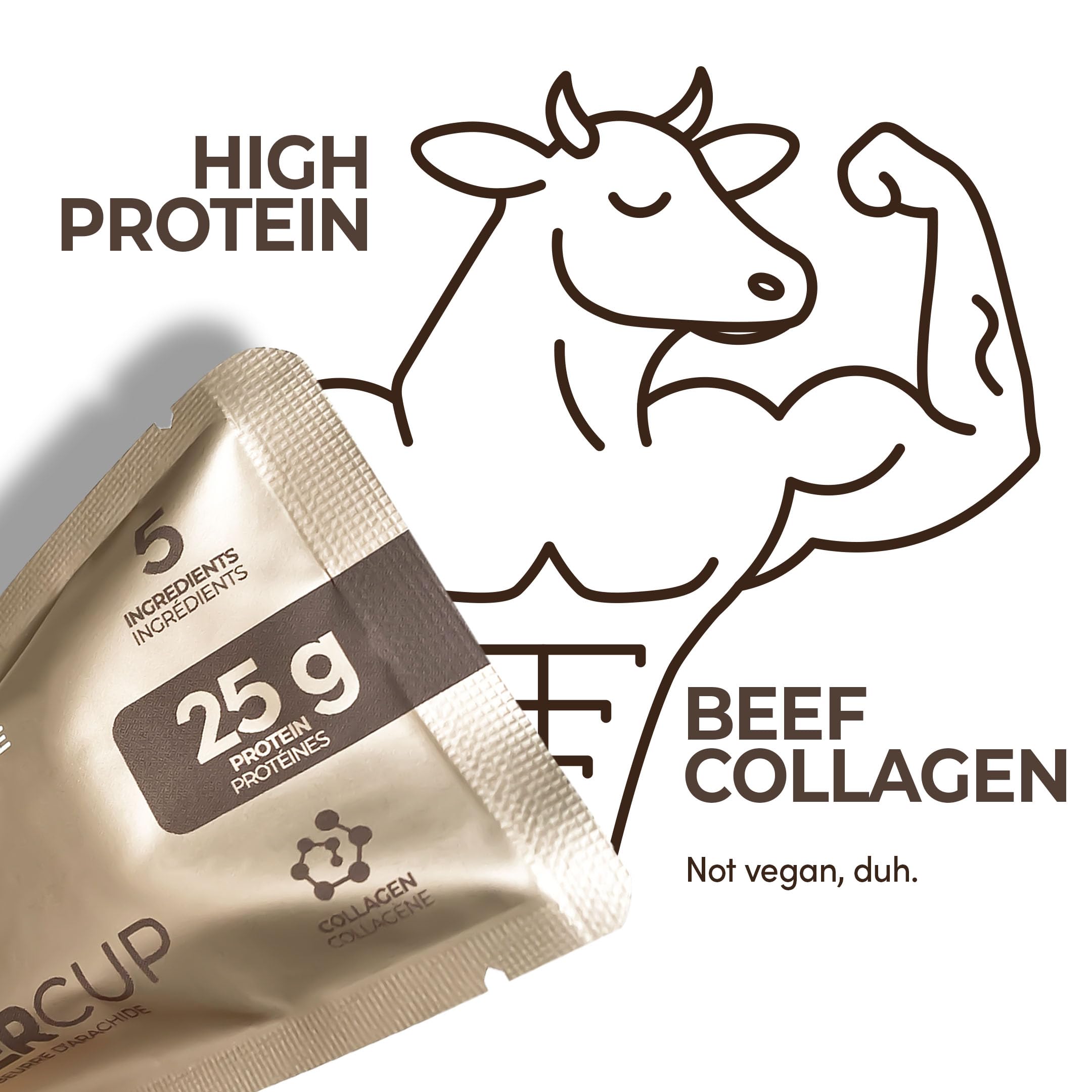 Zentein Nutrition Protein Bars with Collagen - 25g Protein, 70g (12 Count) | Peanut Butter Cup Flavor | 5-Ingredient Healthy Snacks | Made in Canada | Perfect for Gym, Hiking & On-the-Go Nutrition