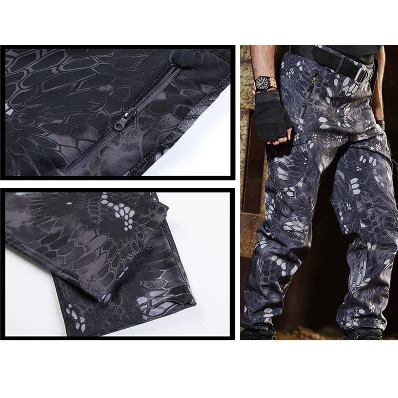 Tactical Combat Camouflage Softshell Pants - Outdoor Airsoft Shooting Hunting BDU Trousers for Men | Durable & Water-Resistant for Tactical Training, Airsoft Games, and Outdoor Adventures