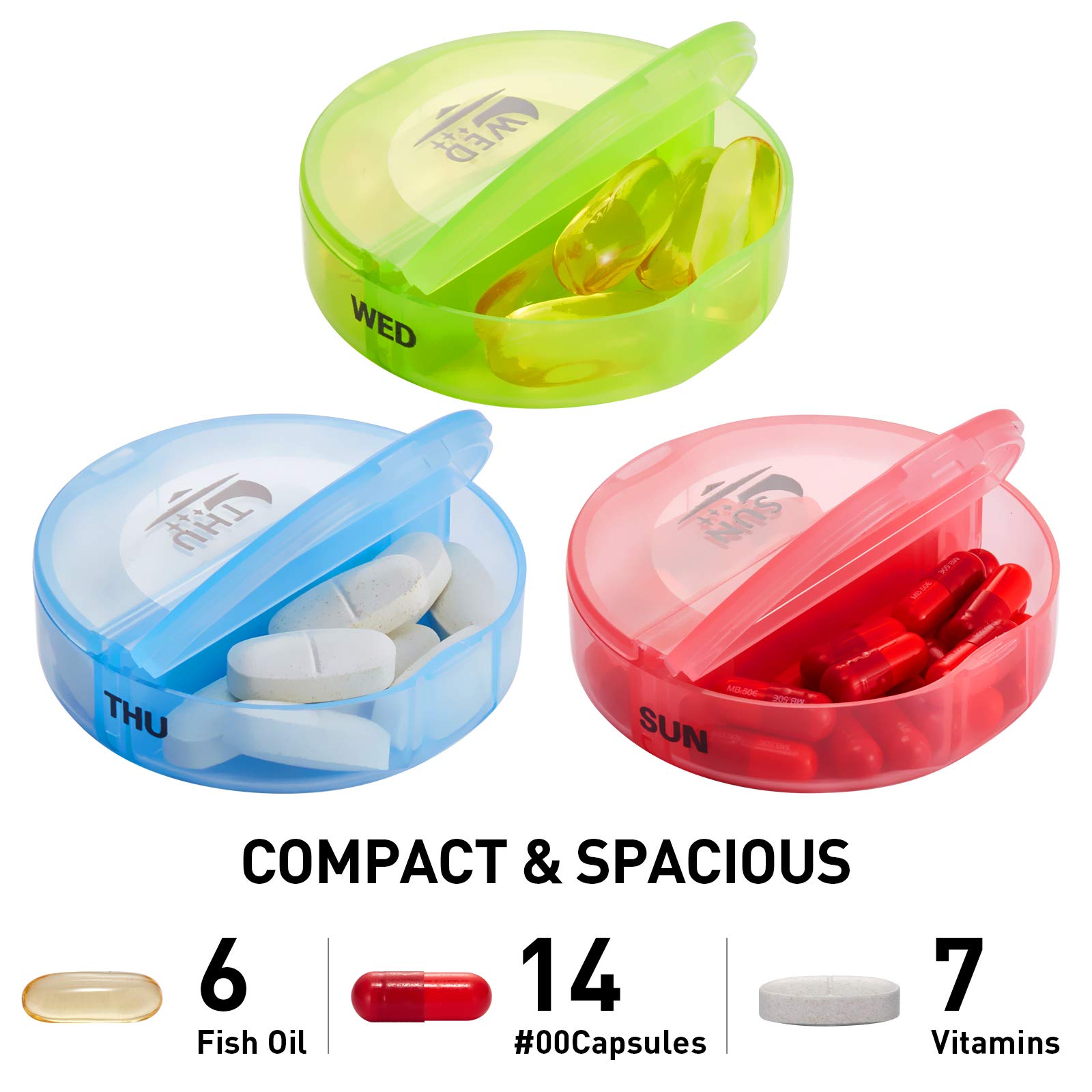 Large 7-Day AM/PM Pill Organizer with PU Case - Weekly Medicine Box for 2 Times Daily Medication (Rainbow Brown) | Perfect for Travel, Work & Home Use