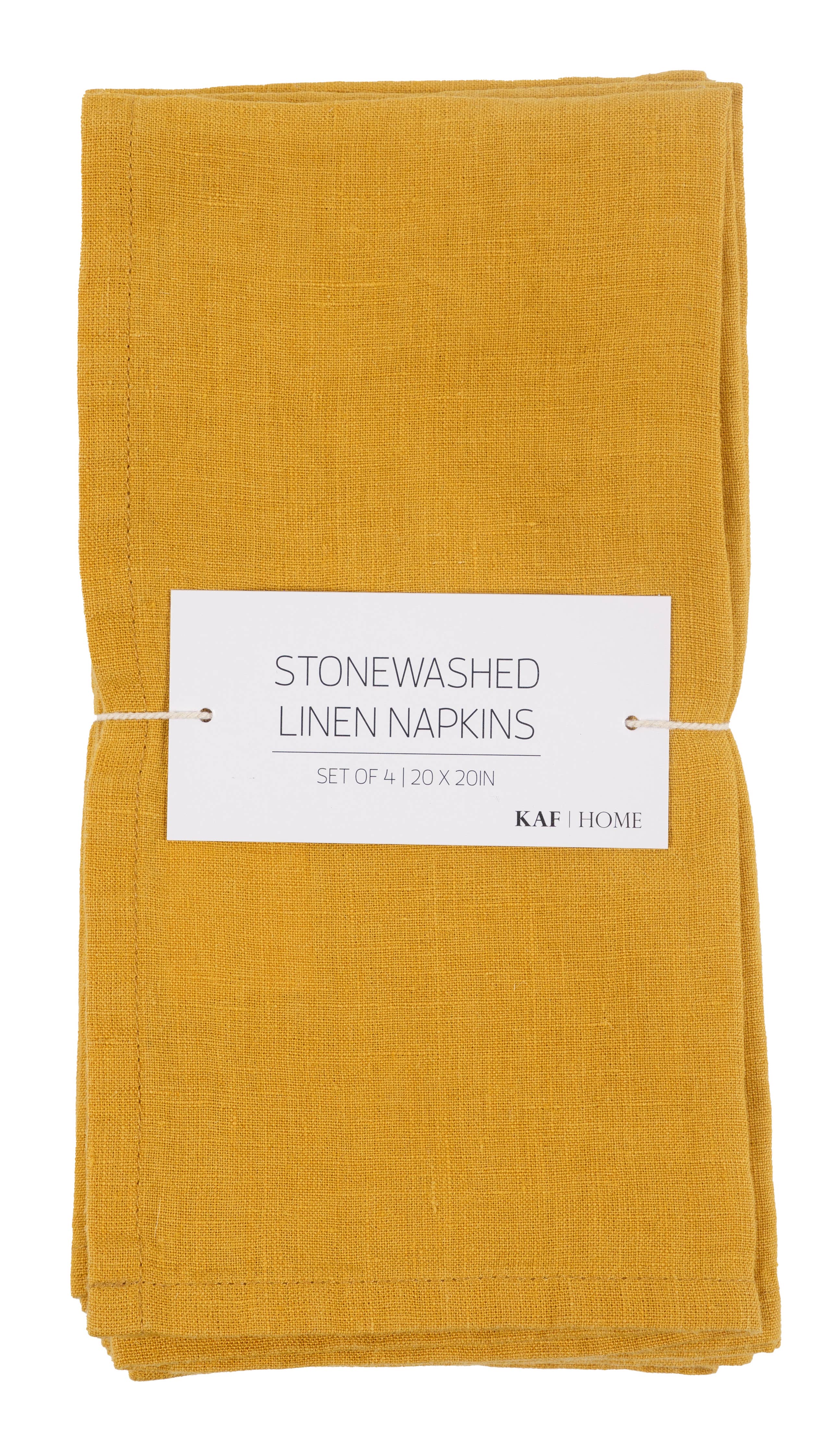 Premium KAF Home Verona 100% Stone Washed Linen Napkins Set of 4 (20x20 Inches) - Elegant Dinner Table Decor for Formal Dining & Special Occasions