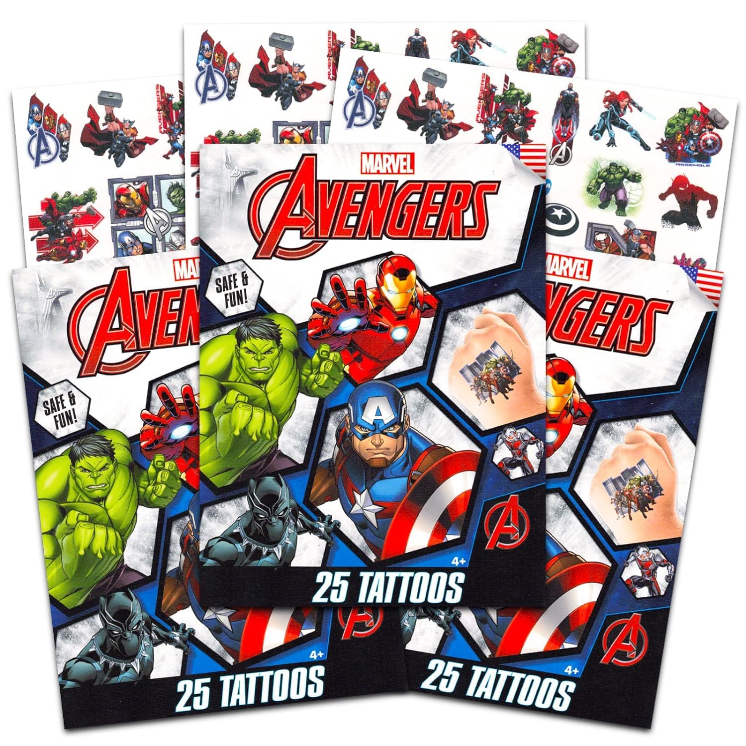Marvel Avengers Temporary Tattoos for Kids - 75-Piece Avengers Party Favors Bundle for Boys & Girls | Made in USA | Perfect for Birthday Parties, Cosplay & Superhero Themed Events