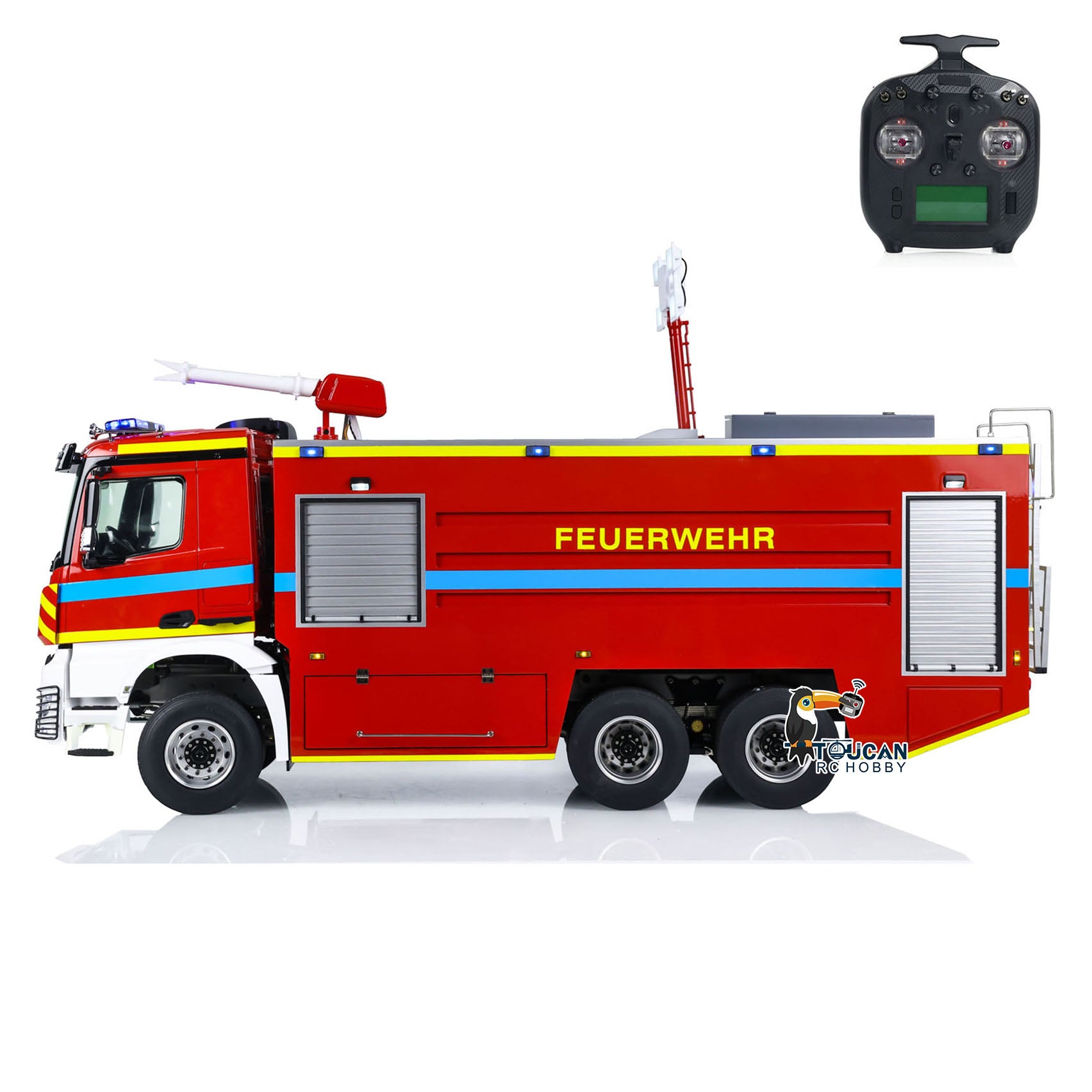 1/14 Scale RC Fire Fighting Truck 6x6 Metal Chassis Remote Control Fire Engine RTR Model Car with 2-Speed Transmission - Ready to Run, Assembled & Painted for Collectors and RC Enthusiasts (Perfect for Emergency Simulation and Off-Road Adventure Play)