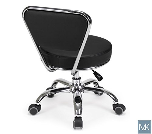 Professional Adjustable Salon Nail Pedicure Stool & Chair - DAYTON BLACK Pneumatic Rolling Stool for Spa & Nail Salon Equipment | Perfect for Pedicures, Manicures & Beauty Services