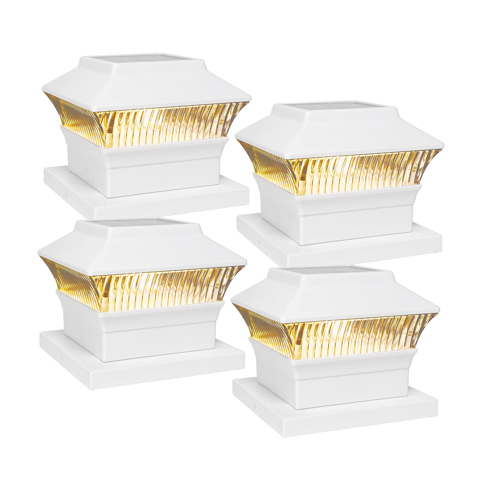 ONLSITY 25 Lumen Solar Post Cap Lights - Waterproof LED Fence Deck Lights for 4x4 & 5.5x5.5 Posts - 3000K Warm White Solar Powered Outdoor Lighting - Perfect for Garden, Pathway, Patio, and Driveway (4 Pack)