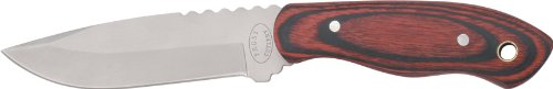 Frost Woodlands Elk Hunter Fixed Blade Knife - 4.5 Inch Stainless Steel Hunting Knife with Red/Black Wood Handle - Perfect for Hunting, Camping & Outdoor Survival