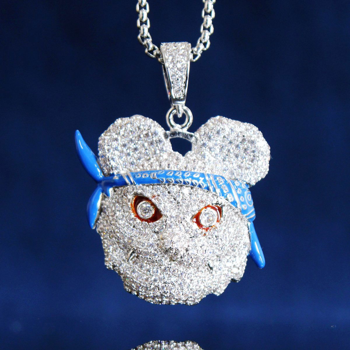 Men's Stylish Panda with Blue Bandana Pendant Necklace - Perfect for Casual Wear, Gifts & Everyday Fashion Accessories
