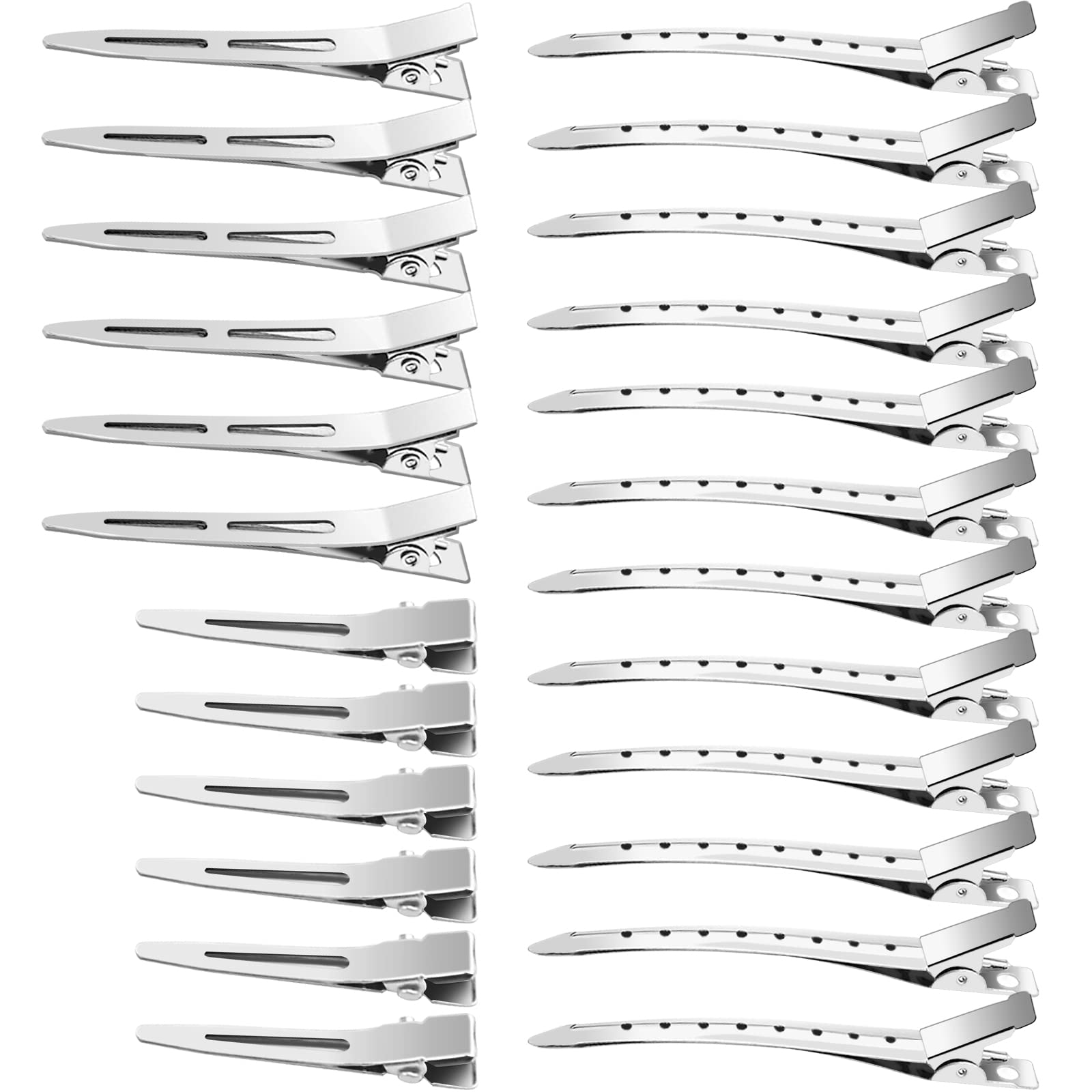 65Pcs Duck Billed Hair Clips for Styling & Sectioning - Metal Silver Alligator Hair Clips for Women (3 Sizes) - Long Hair Clips for Rollers, Pin Curls, Retwist & Salon Use - Perfect for DIY Hairstyles, Barber Shops & Hair Bows Making