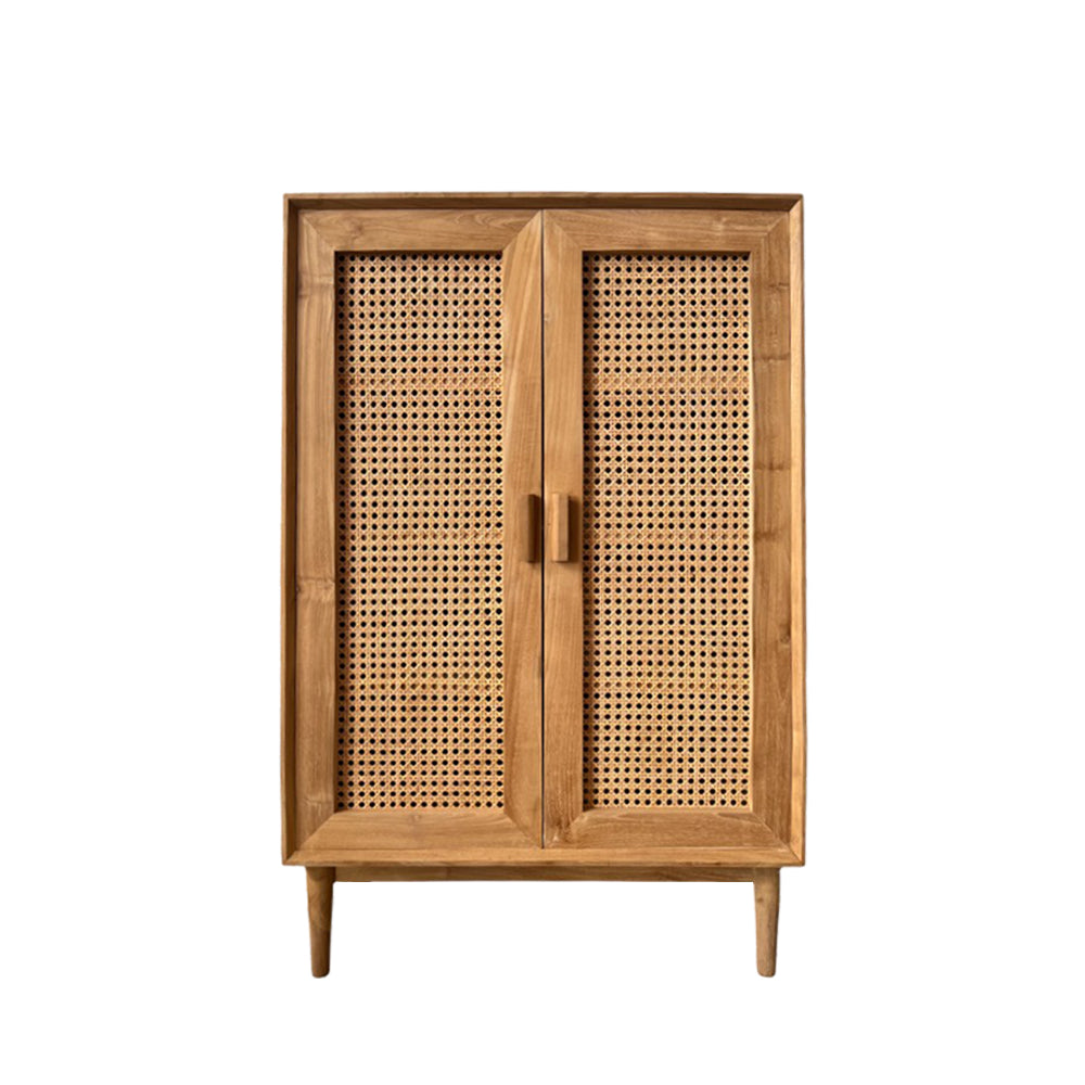 Modern Rattan Shoe Cabinet with 3-Tier Storage - Breathable Entryway Organizer for Shoes, Boots & Accessories | Perfect for Small Spaces, Apartments & Closet Organization