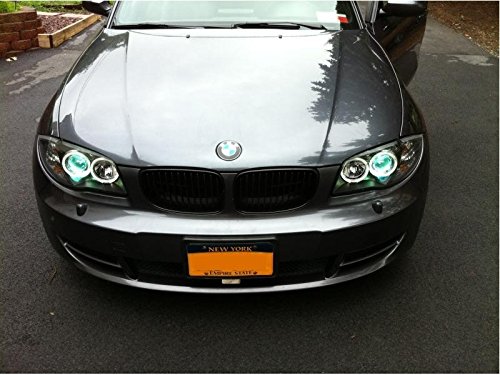 BMW 1-Series LED Halo Headlights (2008-2011) - Black/Clear Lens - High Performance DRL Angel Eyes for Night Driving & Custom Car Styling