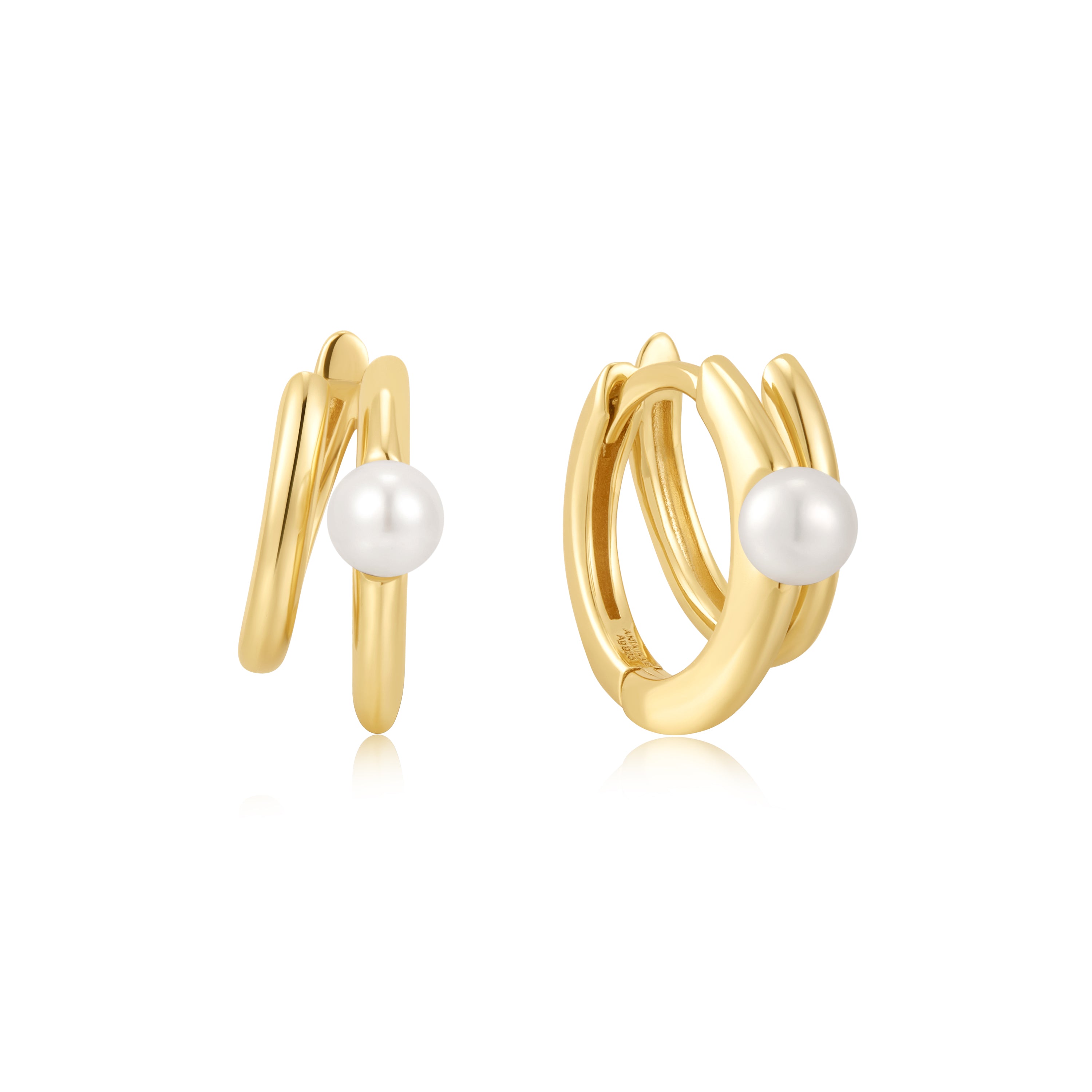 14K Gold Plated Huggie Hoop Earrings with Freshwater Pearls - Elegant & Dainty Jewelry for Women, Perfect for Weddings, Parties & Everyday Wear
