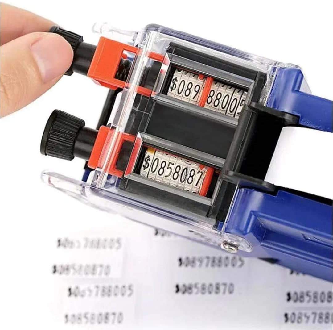HC Kenshin MX6600 2-Line 20-Bit Price Label Gun - Sticker Maker Machine with 5 Label Rolls & 3 Red Ink Cartridges - Perfect for Retail, Warehouse, and Supermarket Pricing