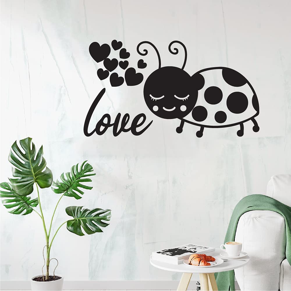 Ladybug Vinyl Wall Stickers - 20x30 Inch Cute Animal Insect Decals for Kids Room, Nursery, Playroom & Home Decor - Perfect for Boys, Girls Bedroom & Kindergarten Classroom Decorations