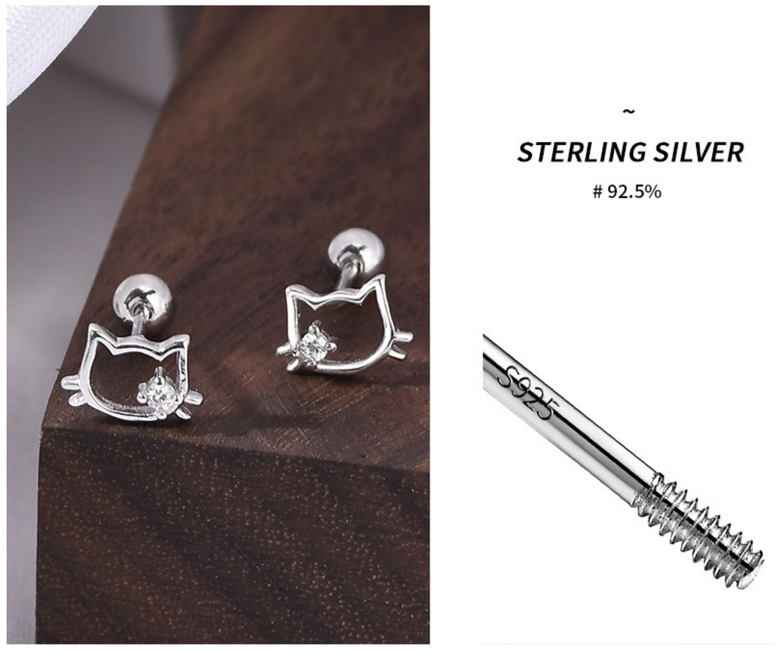 Sterling Silver Screw Back Stud Earrings for Women | Dainty Hypoallergenic Cubic Zirconia & Rhinestone Earrings | S925 Tiny Simple Fashion Jewelry | Perfect for Daily Wear, Parties & Birthday Gifts