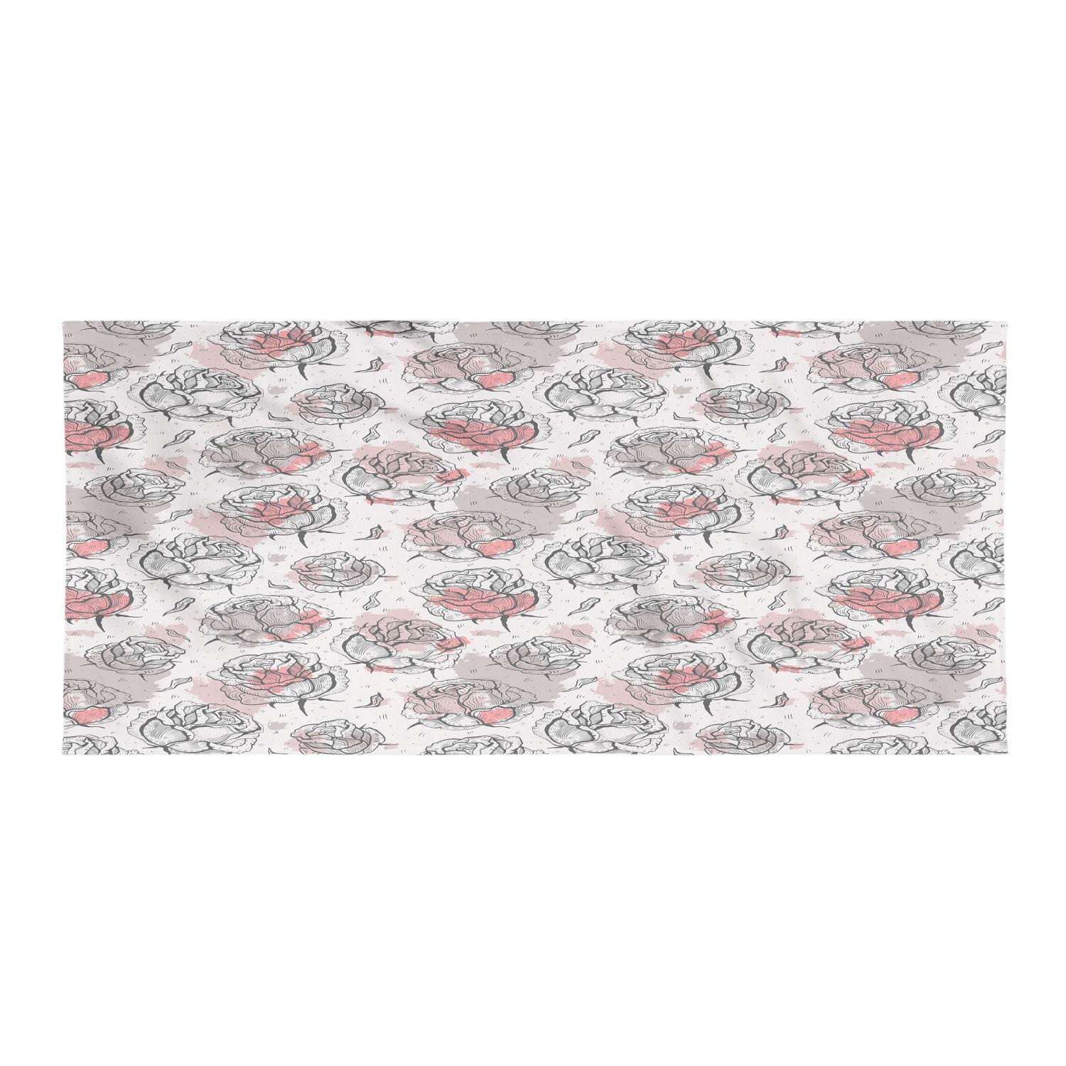Ambesonne Rose Backpacking Towel - Quick Dry Soft Absorbent Microfiber Towel with Romantic Floral Design for Camping, Hiking, Travel & Beach - Pale Rose Coral Grey