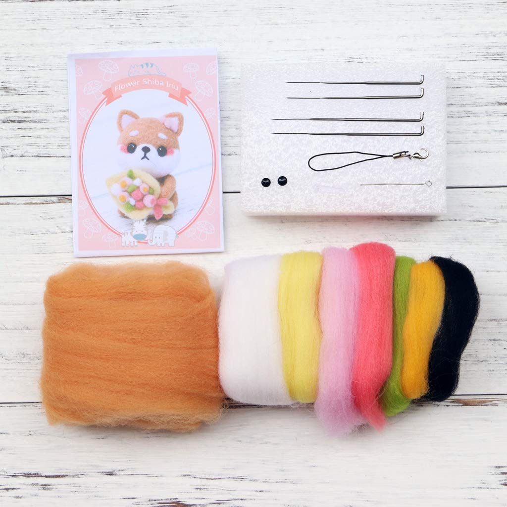 Premium Needle Felting Kit for DIY Wool Felt Crafts - Complete Dog Flower Poking Set with Tools & Materials | Perfect for Handmade Pet Toys, Home Decor & Stress Relief