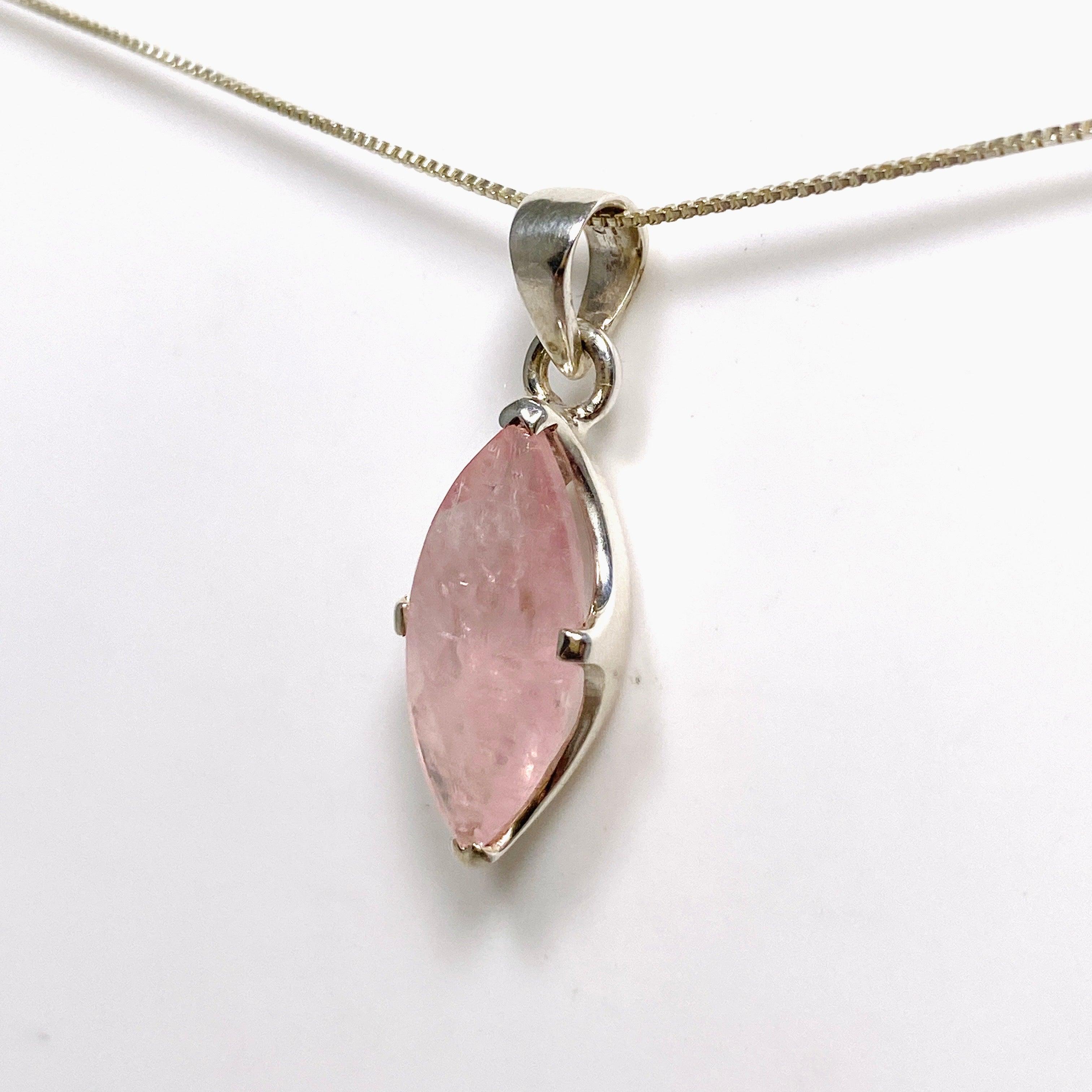 Morganite Faceted Marquise Pendant Necklace PPGJ689 - Elegant Jewelry for Women, Perfect for Weddings, Anniversaries & Special Occasions