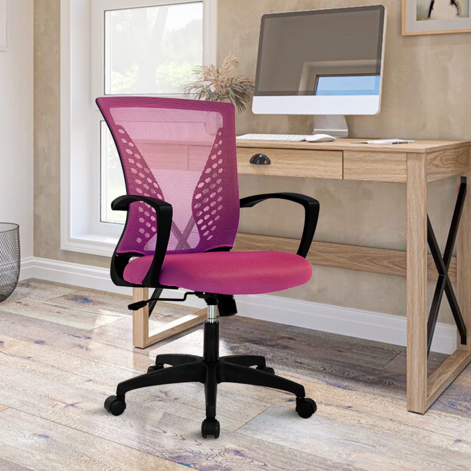 Ergonomic Office Chair for Women - Adjustable Mid Back Swivel Computer Chair with Lumbar Support & Armrests, Breathable Mesh Desk Chair for Home Office, Conference Room, and Workspaces - Perfect for Long Hours of Comfortable Working
