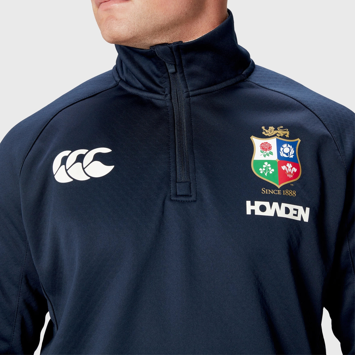Canterbury British & Irish Lions Men's 1/4 Zip Fleece Pullover - Navy Blue Rugby Training Top for Gym & Outdoor Sports