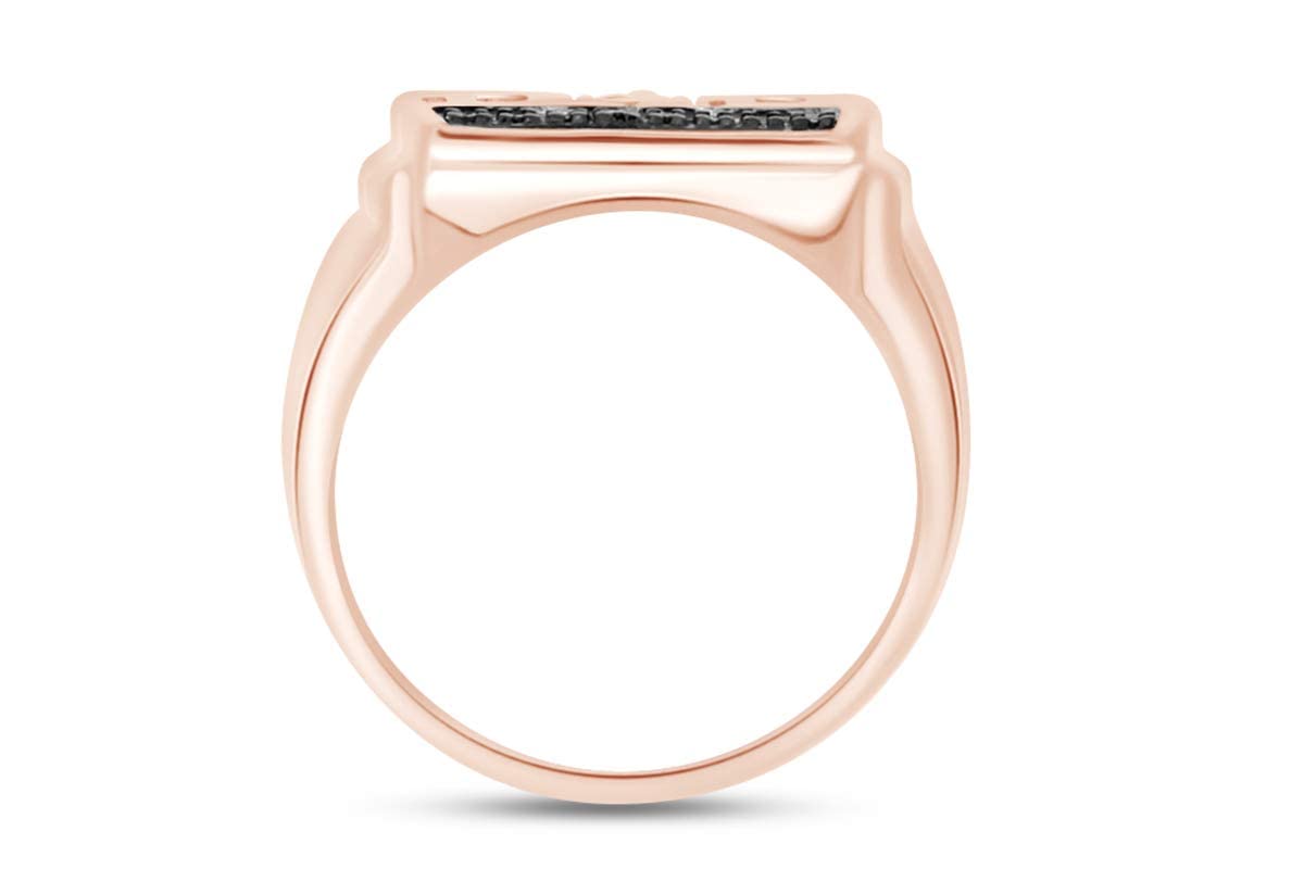 14K Gold Over Sterling Silver Black Natural Diamond Accent Men's Wedding Band Ring (0.01 CTTW) - Perfect for Anniversary Gifts, Engagement Rings & Everyday Wear