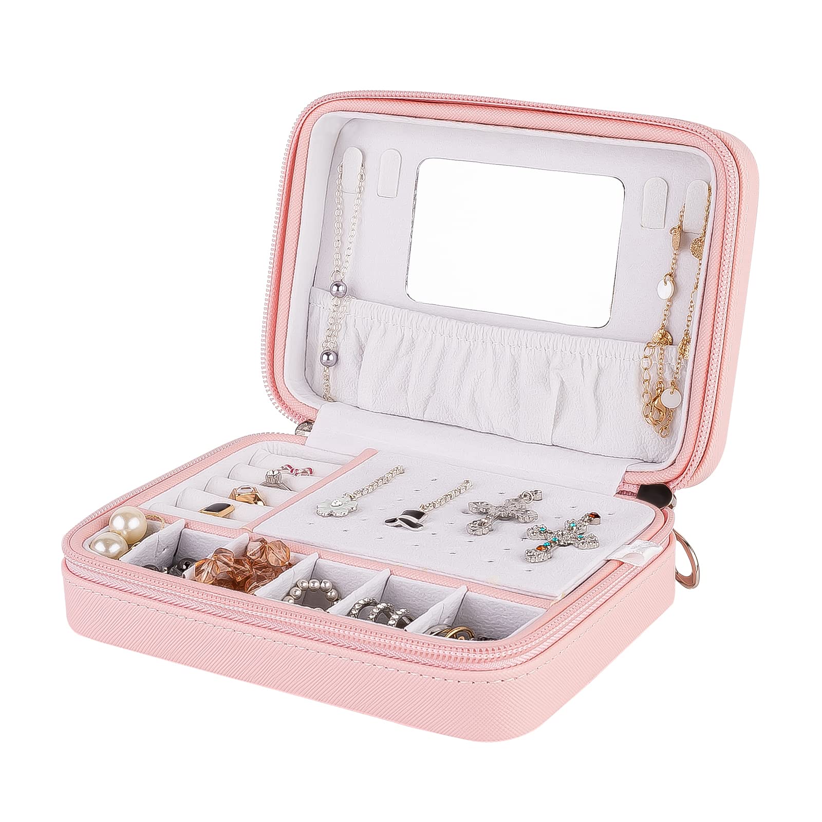 Elegant Vintage PU Leather Jewelry Box for Women - Pink Jewelry Organizer with Necklace & Ring Storage | Perfect Christmas Gift for Her, Birthday Present for Girls | Ideal for Travel, Home Vanity & Gift Giving
