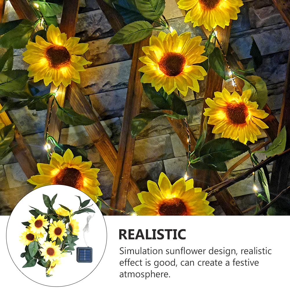 Solar Powered Sunflower Fairy Lights - Outdoor Garden Decor with Sunflower Vines & LED String Lights for Patio, Yard, Wedding, Party Decoration (Waterproof, Plastic)