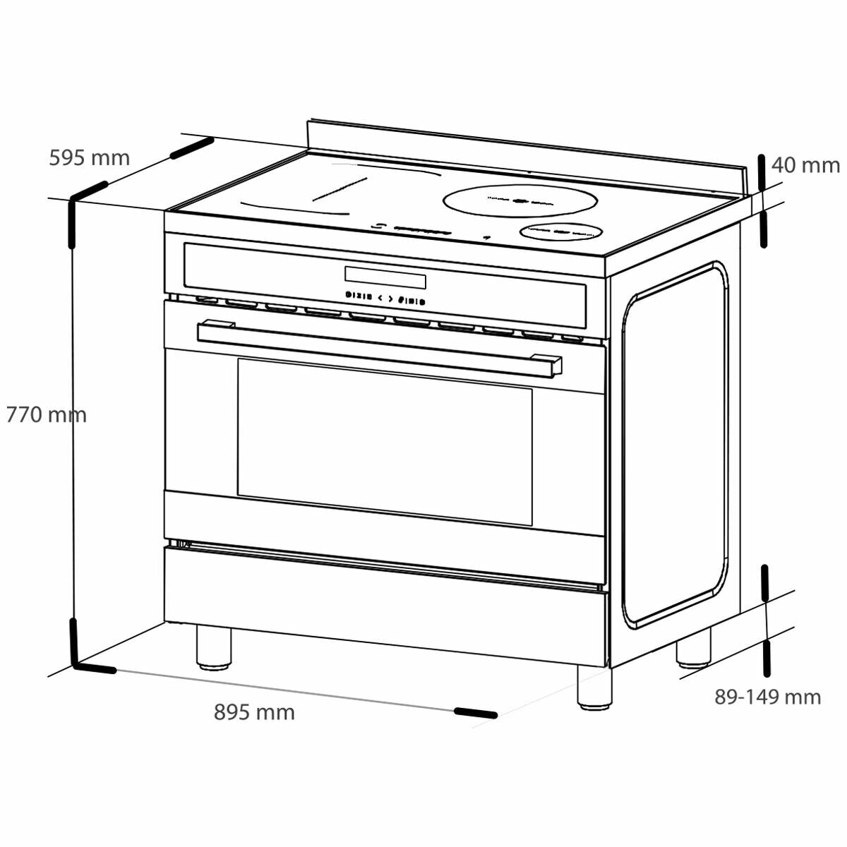 Artusi 90cm Freestanding Induction Oven with 5 Burner Stove - CAFI95X - Perfect for Modern Kitchens & Professional Cooking